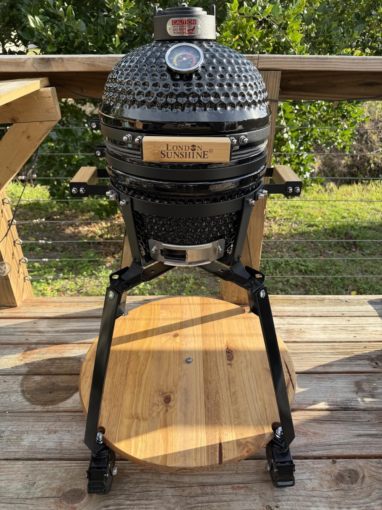 Upgraded 13-inch Ceramic Kamado Grill with Waterproof Air Vent Cap - Portable Tabletop customer photo 1
