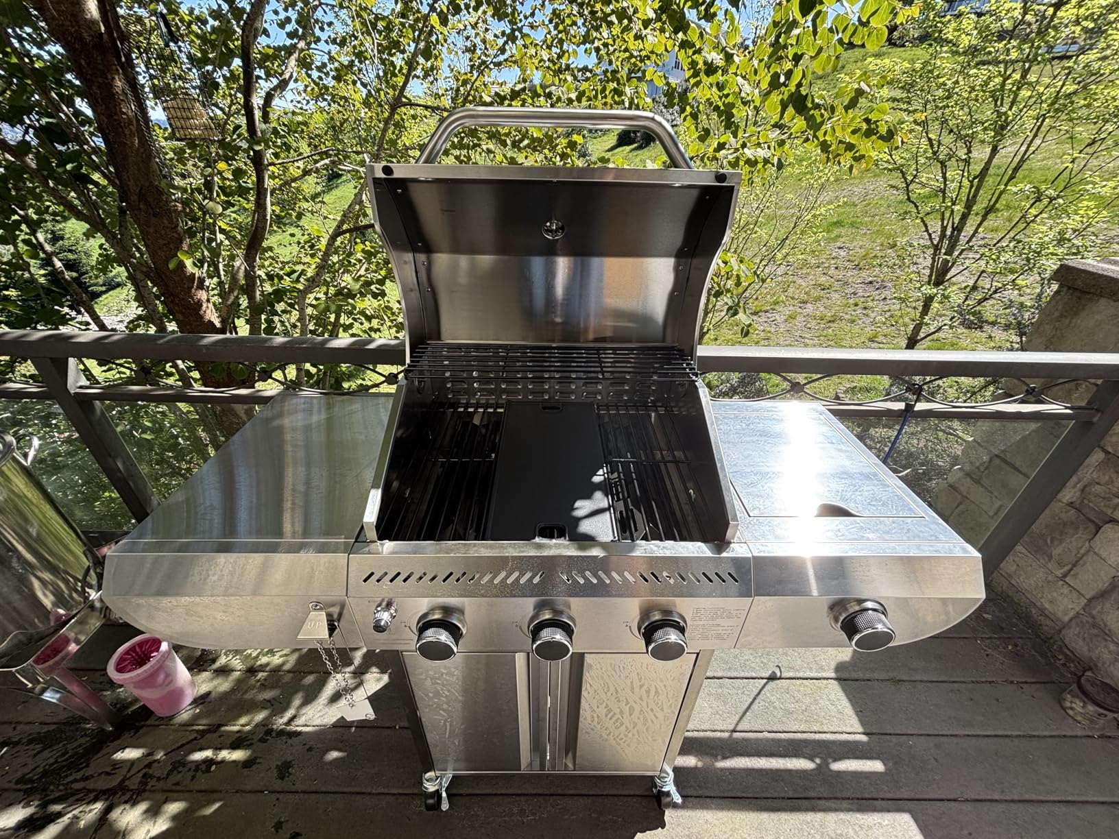 34,000 BTU 3-Burner Propane Gas Grill with Side Burner, All Stainless Steel BBQ Grill, Cast Iron Grates & Portable Cart with Wheels (G31 PRO) customer photo 1