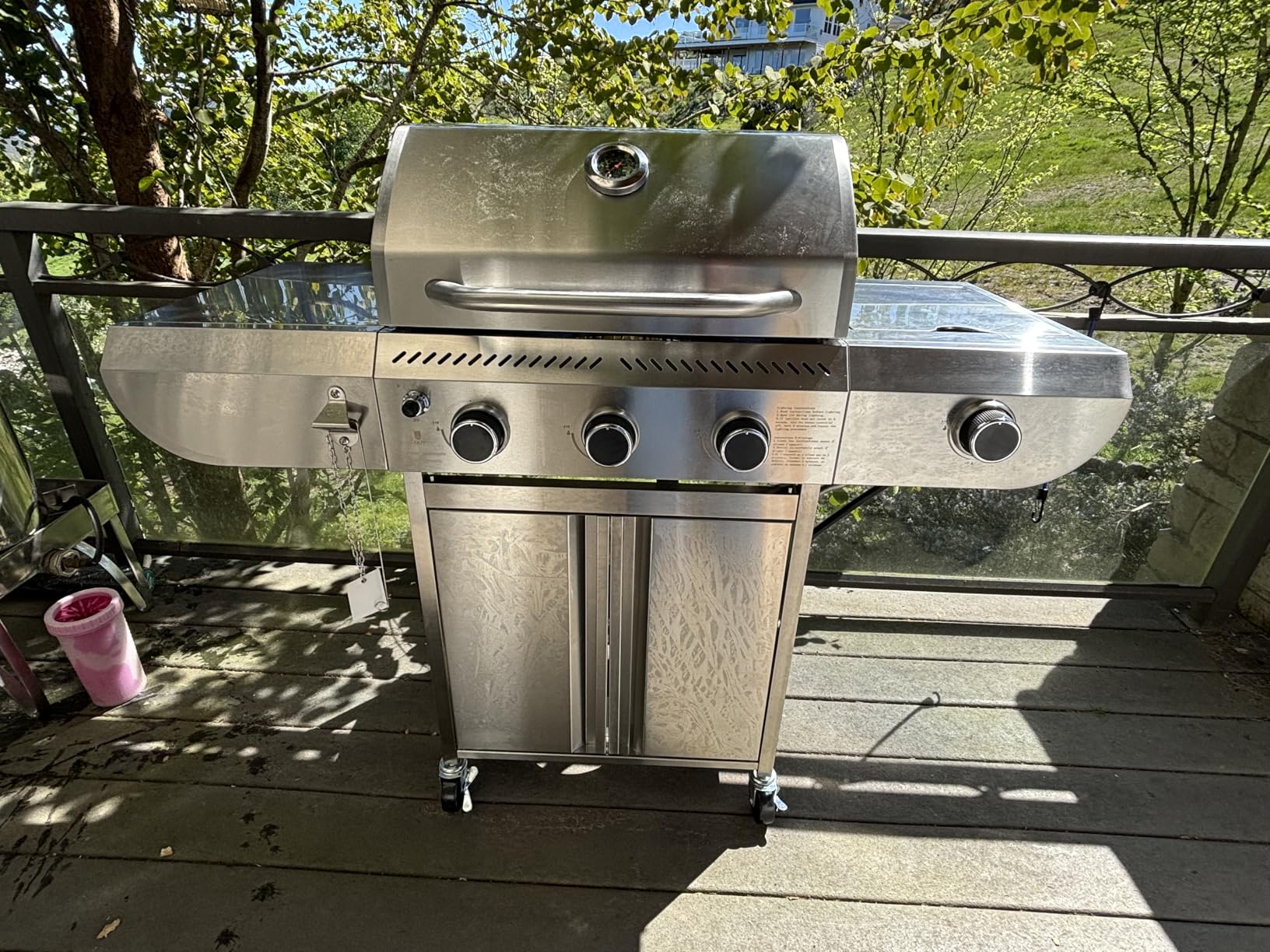 34,000 BTU 3-Burner Propane Gas Grill with Side Burner, All Stainless Steel BBQ Grill, Cast Iron Grates & Portable Cart with Wheels (G31 PRO) customer photo 2
