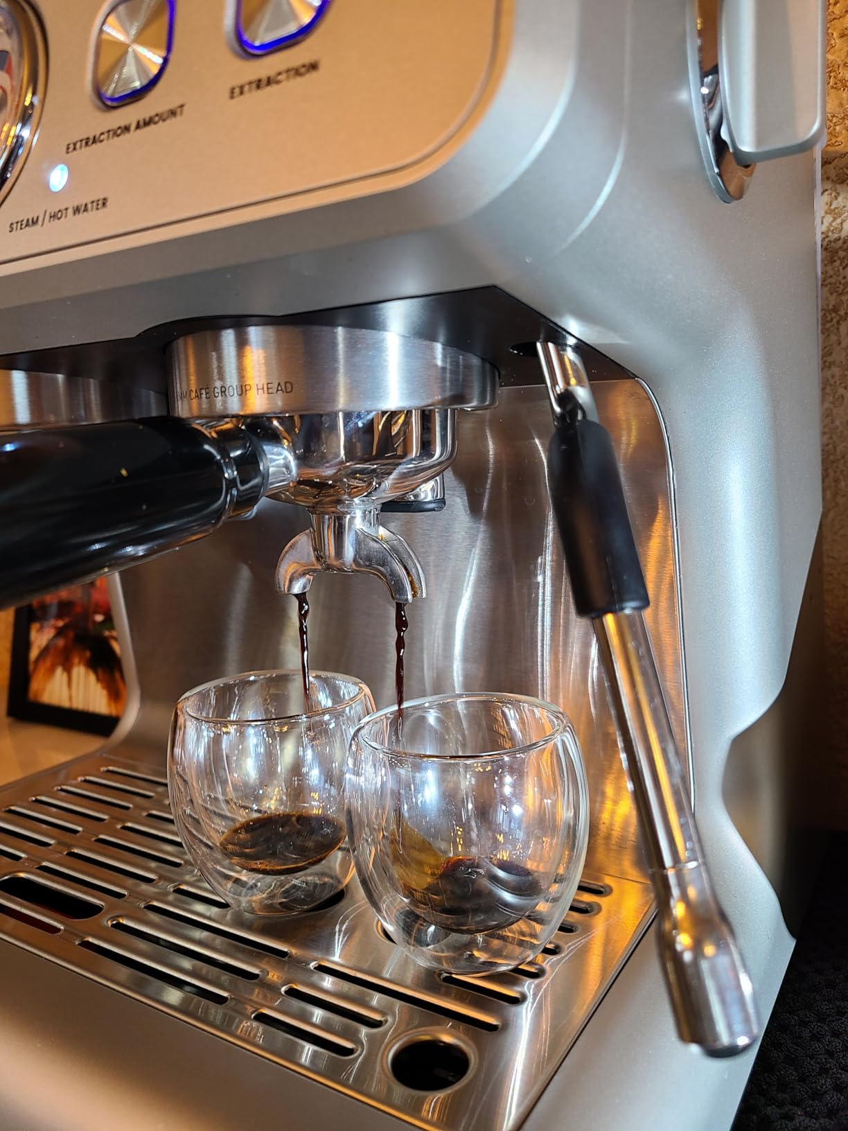 Gevi Dual Boiler Espresso Machine with Built-in Grinder, 58mm Commercial Portafilter, Barista Steam Wand, 31 Grind Settings, Stainless Steel, for Home Barista Use, Sterling Silver customer photo 2