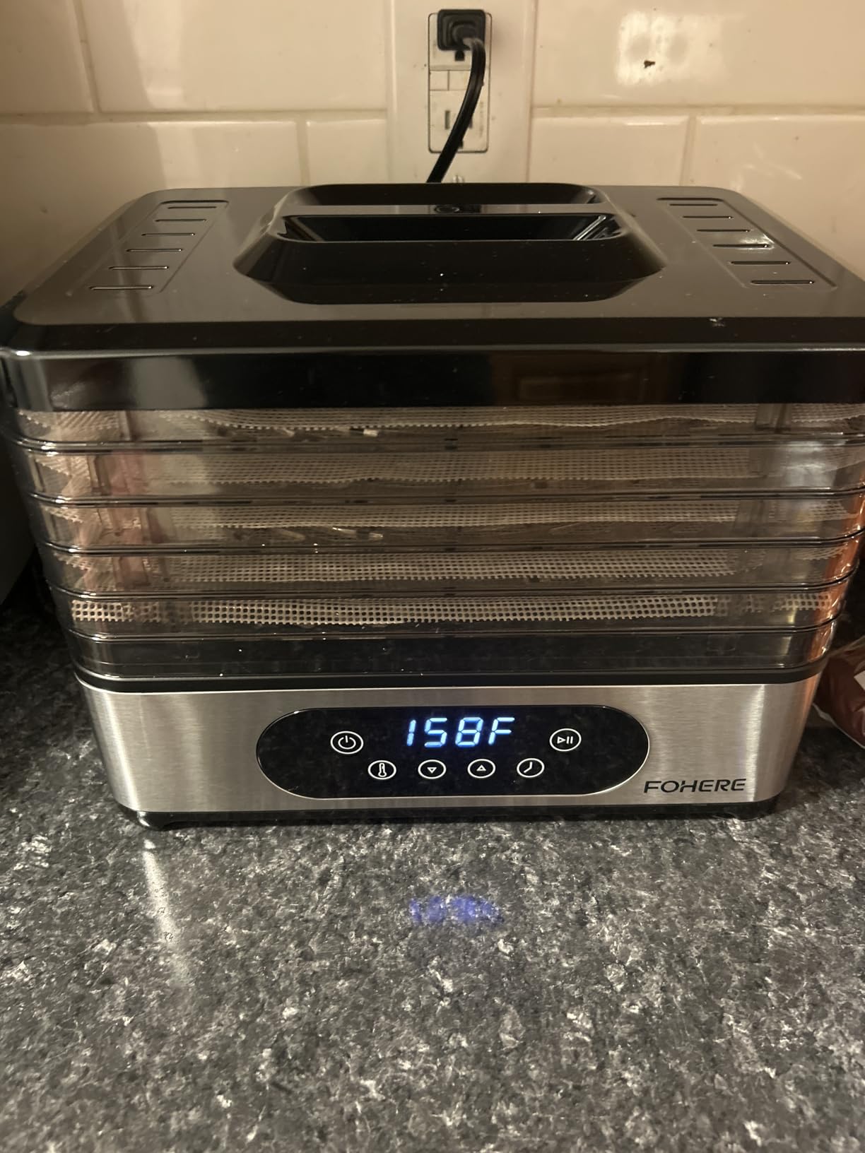 FOHERE Food Dehydrator, 5 BPA-Free Tray Dehydrators for Food and Jerky, Fruit, Herbs, Meat, Dog Treats, 48H Timer and 95-158°F Temperature Control, 400W Dehydrator Machine, 11.42