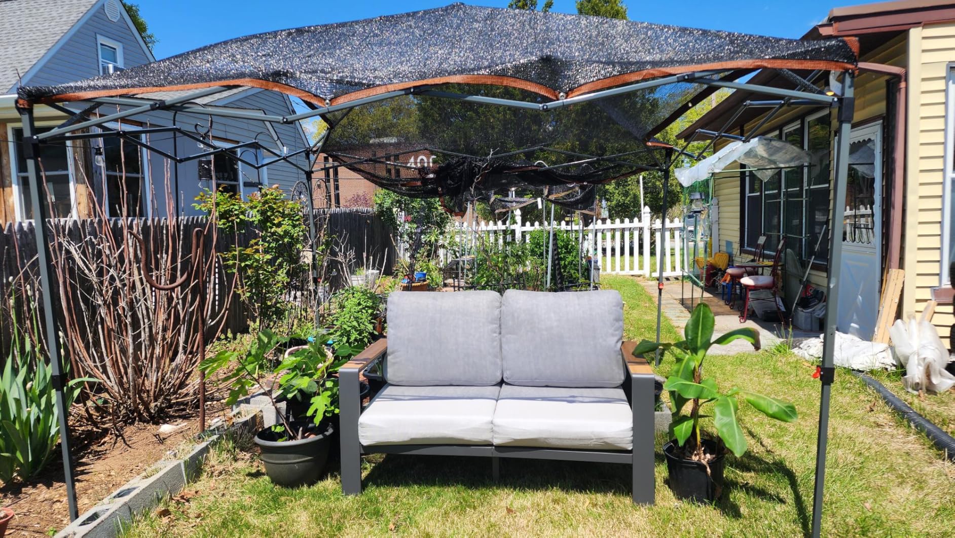 Aluminum Outdoor Patio Furniture 3 Seats, All-Weather Outdoor Patio Sofa with Washable Thick Cushion, Morden Patio Couch for Porch, Balcony, Deck, Yard, Gray customer photo 1