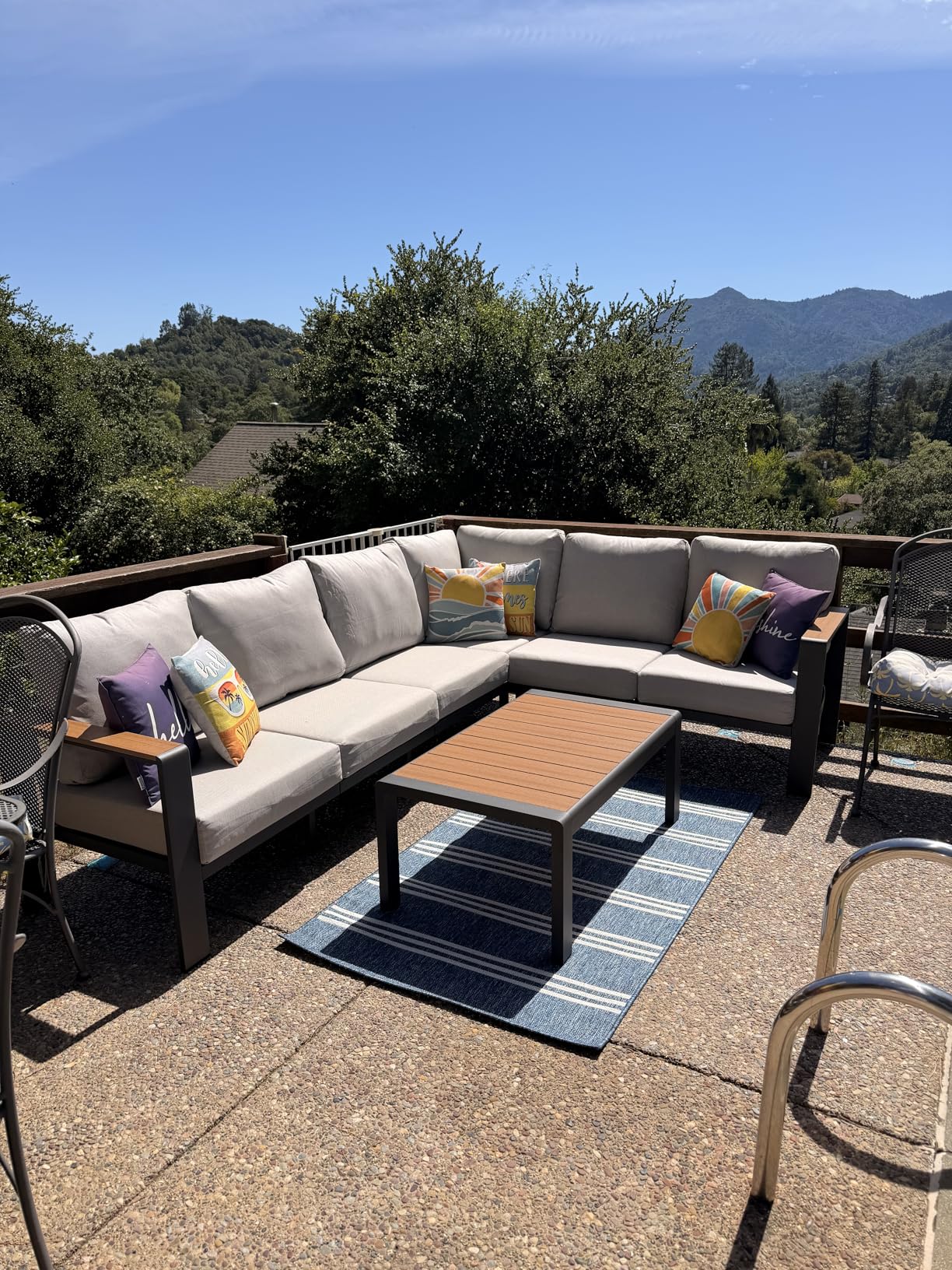 Aluminum Outdoor Patio Furniture 3 Seats, All-Weather Outdoor Patio Sofa with Washable Thick Cushion, Morden Patio Couch for Porch, Balcony, Deck, Yard, Gray customer photo 2