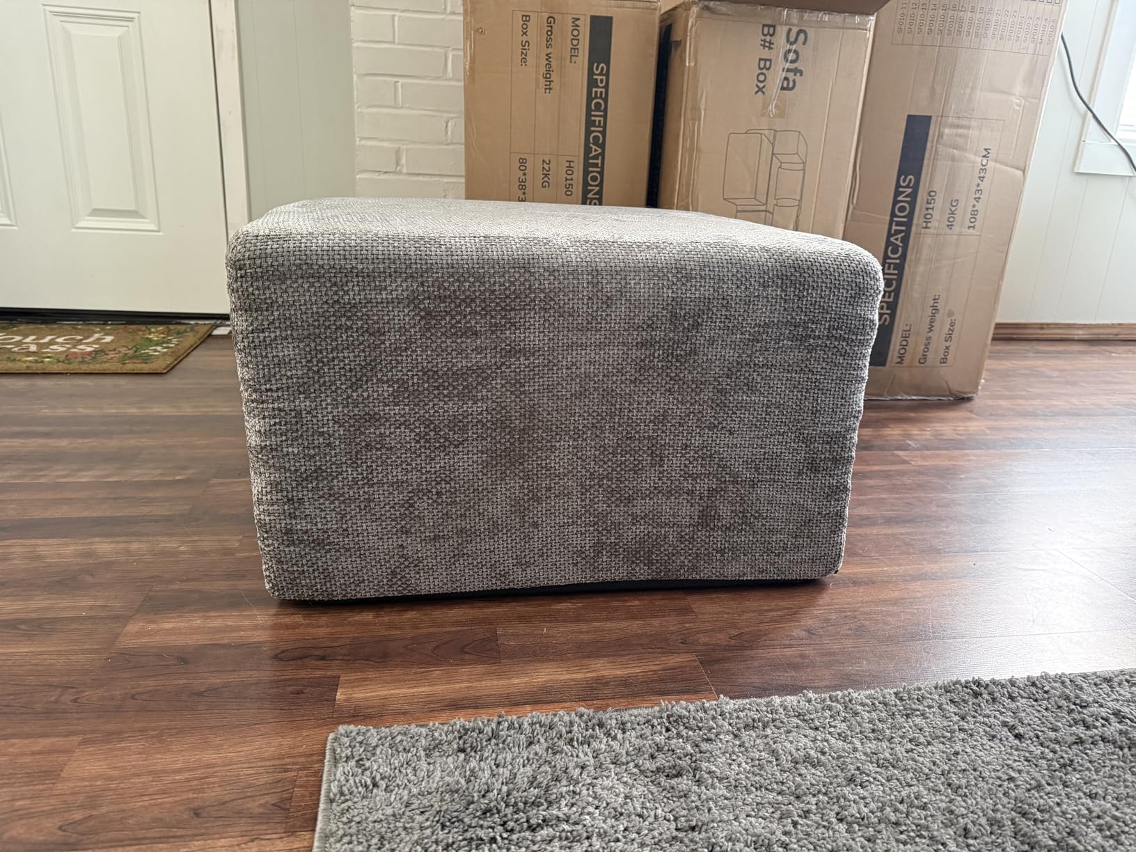 MONVANE 103'' Modular Sectional Sofa, Comfy Chenille Cloud Couch with Ottoman, Modern Convertible L Shaped Couch with Deep Seat, Sectional Couches for Living Room, Bedroom and Apartment, Grey customer photo 2