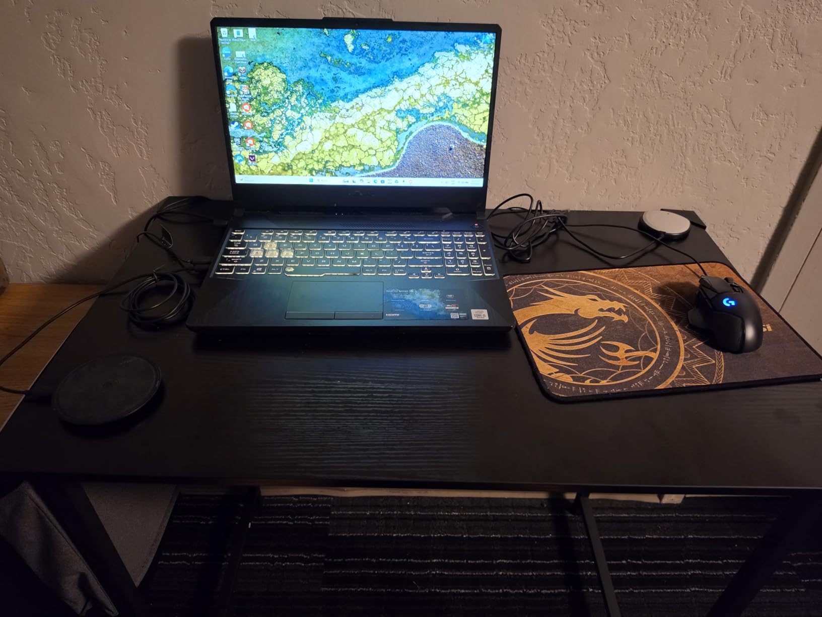 OLIXIS Computer Desk 40 Inch Home Office Desks for Small Spaces, Gaming Writing Study Work Table with Storage Bag and Headphone Hook for Bedroom, Rustic Brown customer photo 1