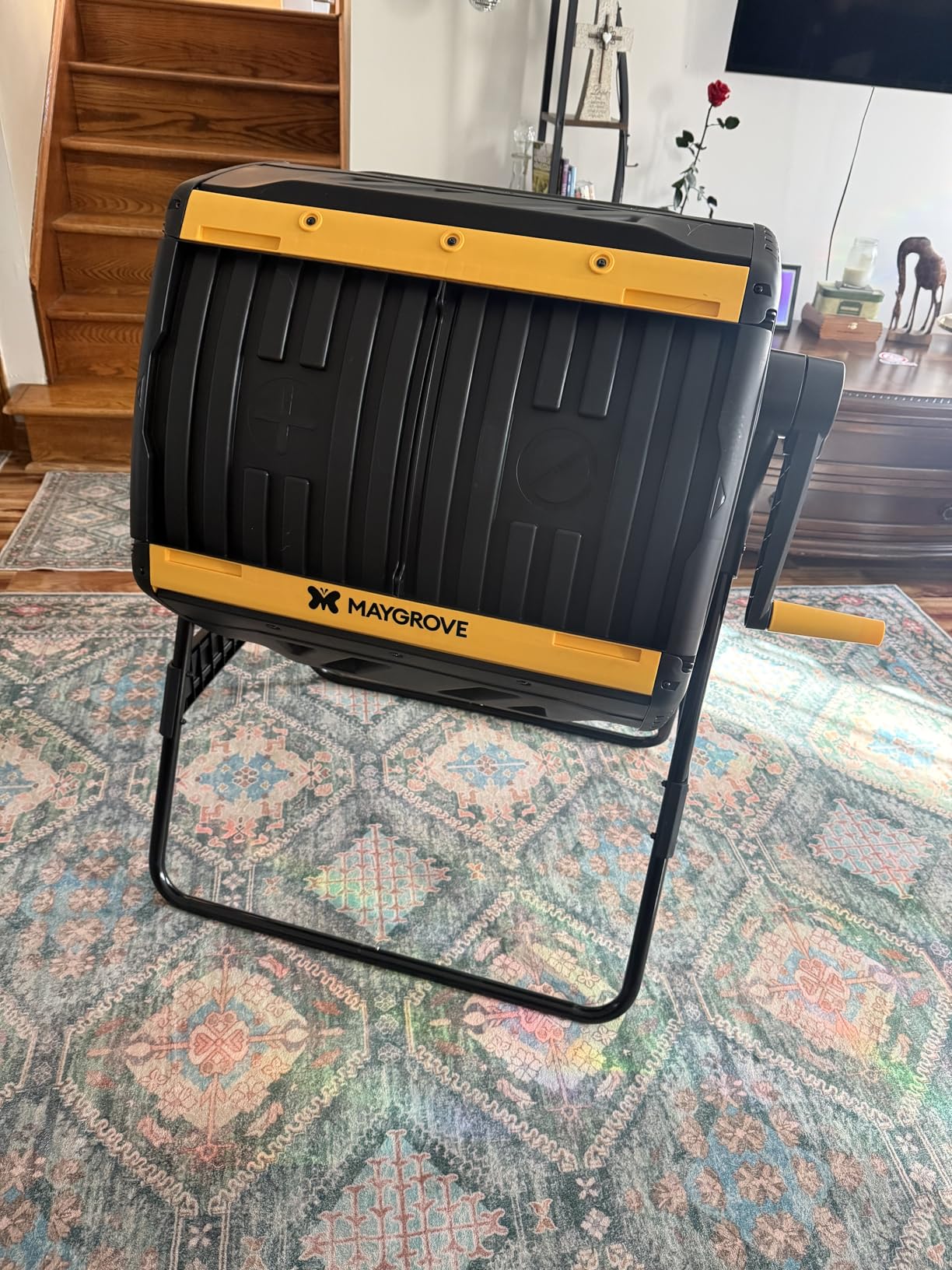 Maygrove Outdoor Compost Bin 53 Gallon, Dual Chamber Large Compost Tumbler for Garden Backyard, with 360° Rotating, Sliding Doors & Solid Steel Frame customer photo 1