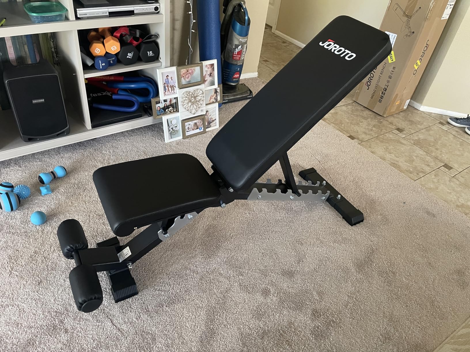 JOROTO Adjustable Weight Bench, Leg & Back Extension, Preacher Curl Bench customer photo 1