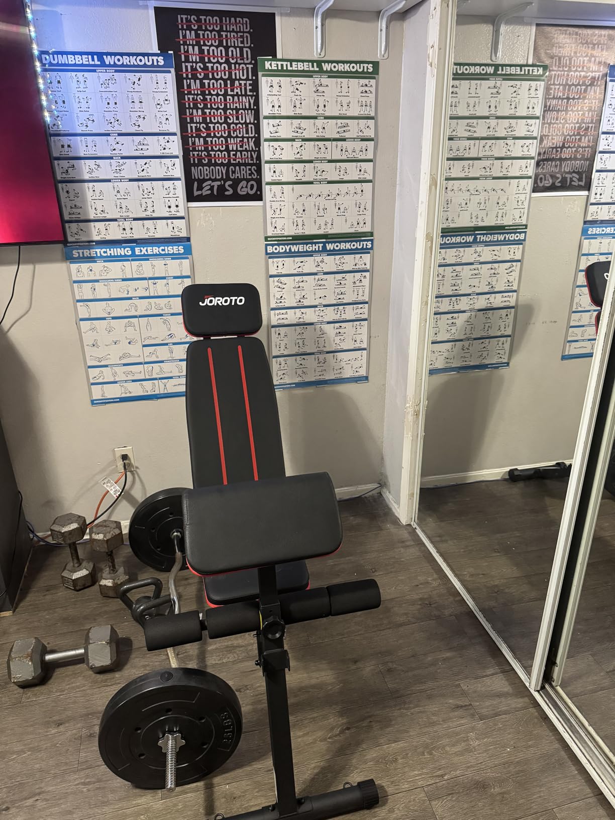 JOROTO Adjustable Weight Bench, Leg & Back Extension, Preacher Curl Bench customer photo 2