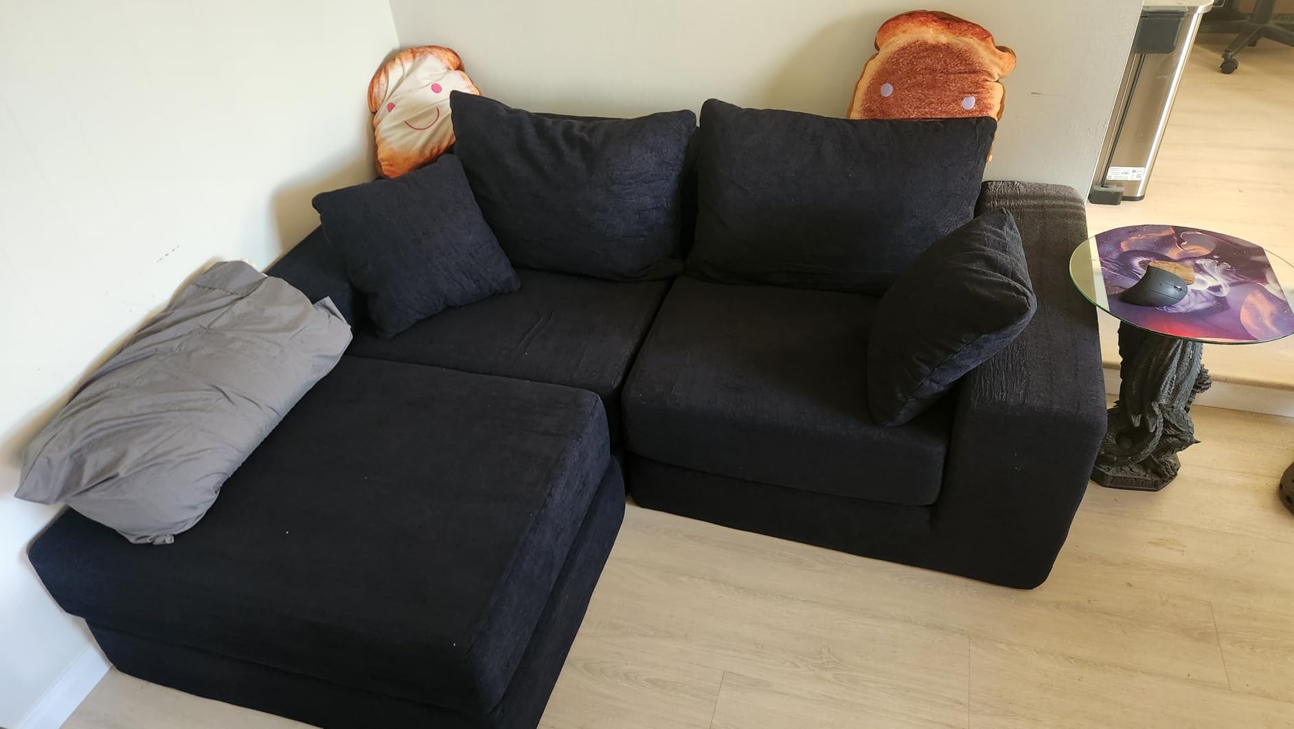 Modular Sectional Loveaeat Cloud Sofa, Boneless Couch with Non Slip Base, Cozy Sleeper Sofa for Customizable Living Spaces, Modern Modular Couch with L-Shape Chaise, Deep Seat & No Assembly, Grey customer photo 2
