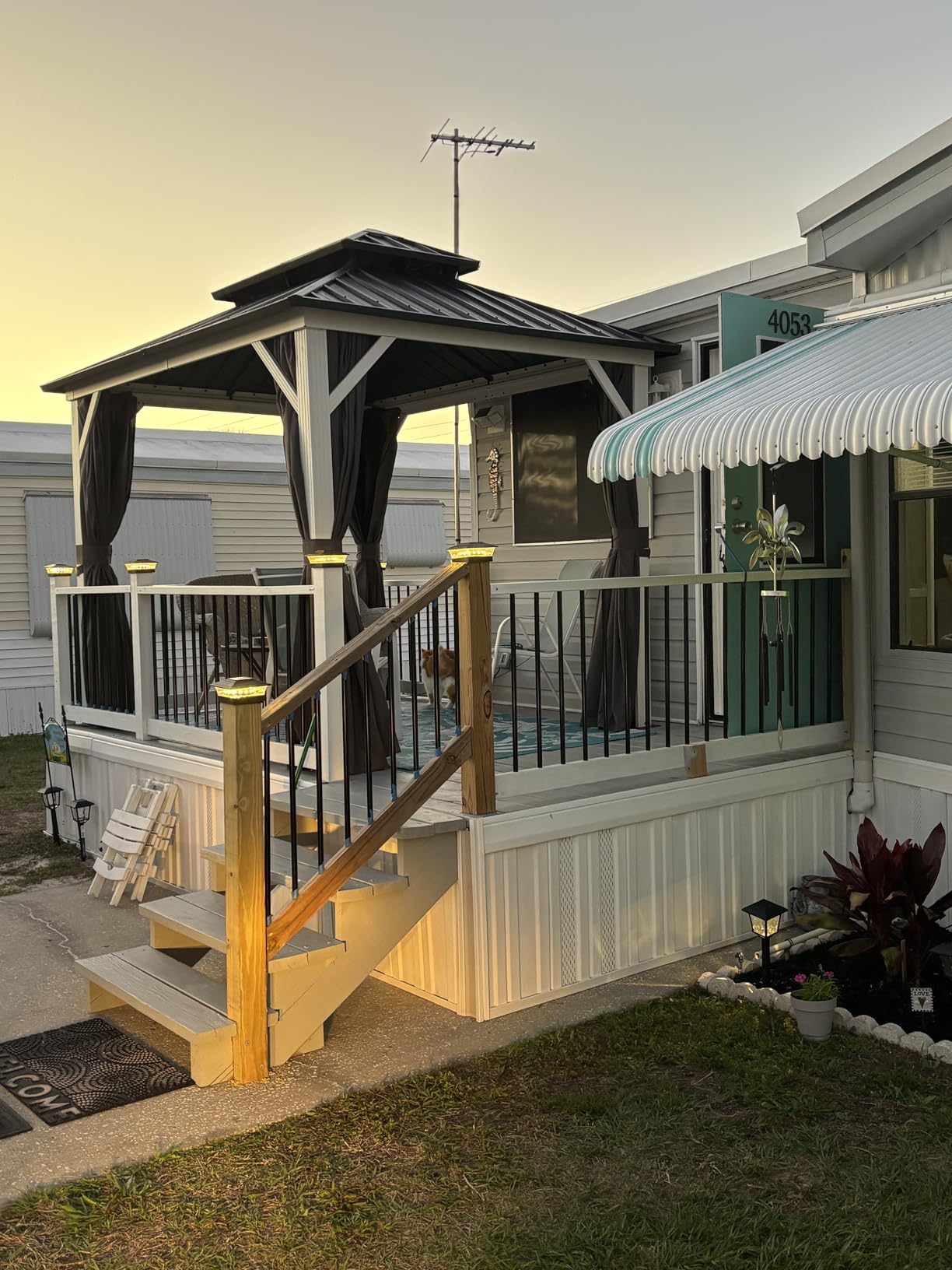 PURPLE LEAF 8' X 14' Hardtop Gazebo Metal Double Roof White Aluminum Frame Outdoor Heavy Duty Gazebo with Curtain and Netting for Patio Garden and Backyard, Grey customer photo 1