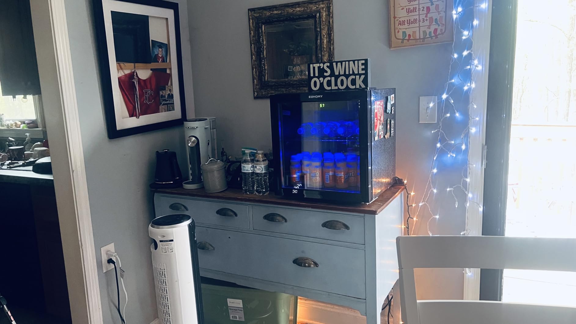 EUHOMY Mini Fridge 130 Can Beverage Refrigerator Cooler Glass Door for Soda Wine Beer, Beverage Cooler for Home, Bar, Office with Digital Temperature Control Adjustable Shelves, 3.2 Cu.Ft, Silver customer photo 2