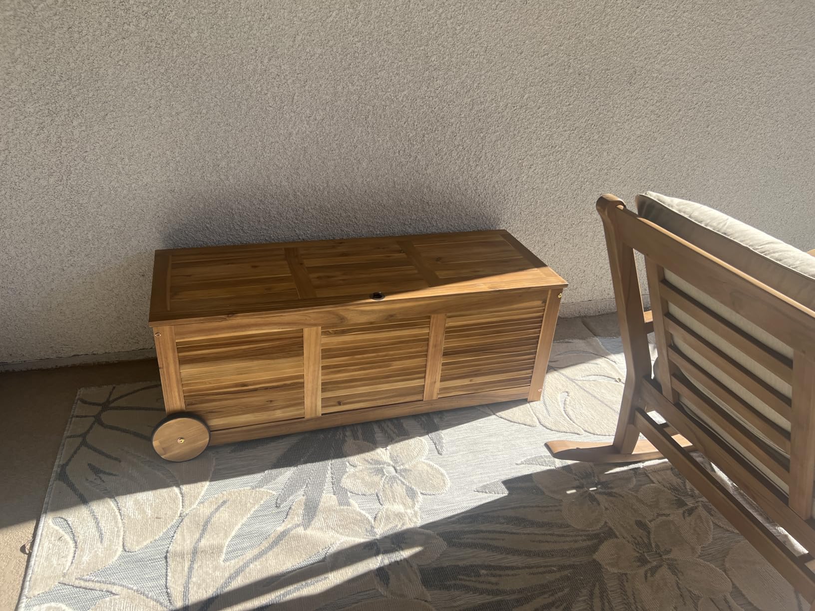 Tangkula 52 Gallon Wood Outdoor Storage Box, 3-in-1 Patio Storage Bench with Flip Top for Cushions, Pool Supplies, Gardening Tools, Outdoor Deck Box for Garden, Backyard, Poolside customer photo 2