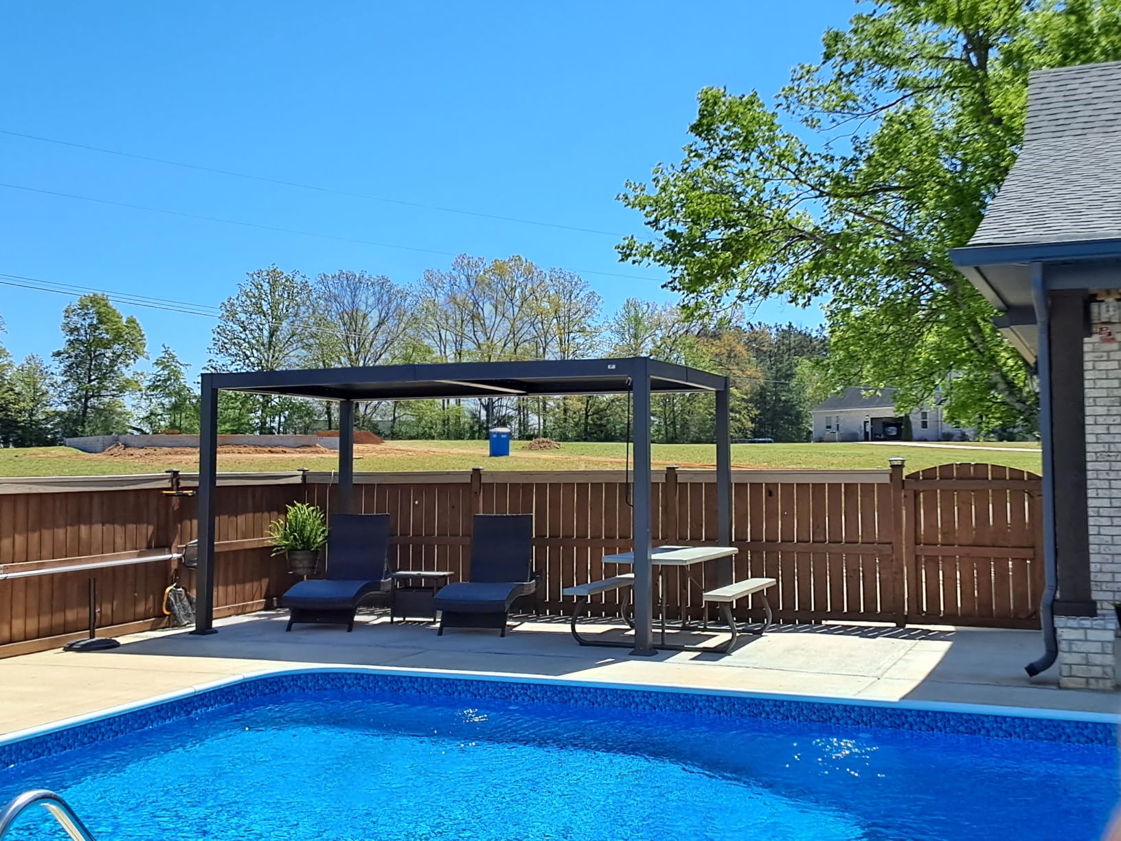 PURPLE LEAF Louvered Pergola with Strip Lights 92KS 10' x 16' Integrated Tunable Solar LED Independently Adjustable Aluminum Roof customer photo 2