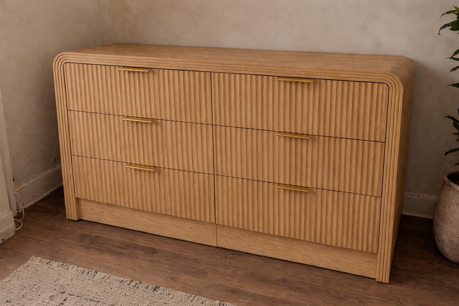 Decofy Fluted Drawers Dresser for Bedroom, Wood Dressers with Gold Handles, Modern Dressers with Wave Texture, Large Storage Chest of Drawers, Bedroom Dresser Organizer 55'' & 6 Drawers (Natural Oak) customer photo 1