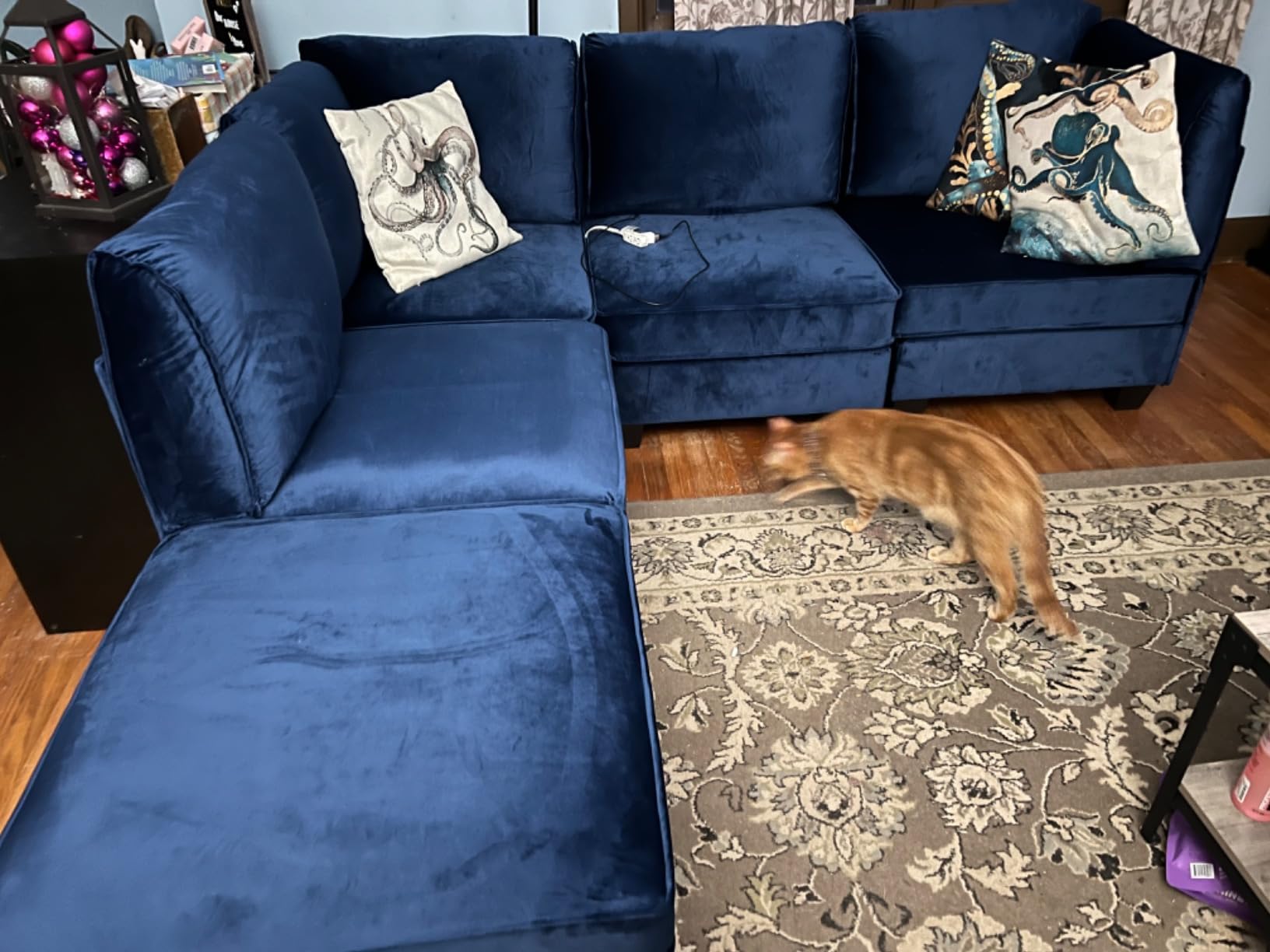 Vongrasig Sleeper Sofa with Storage for Small Space, Convertible Small Pull Out Couch with Storage Chaise, L Shaped Sectional Sofa Bed for Apartment, Guest Room, Dark Grey Corduroy customer photo 2