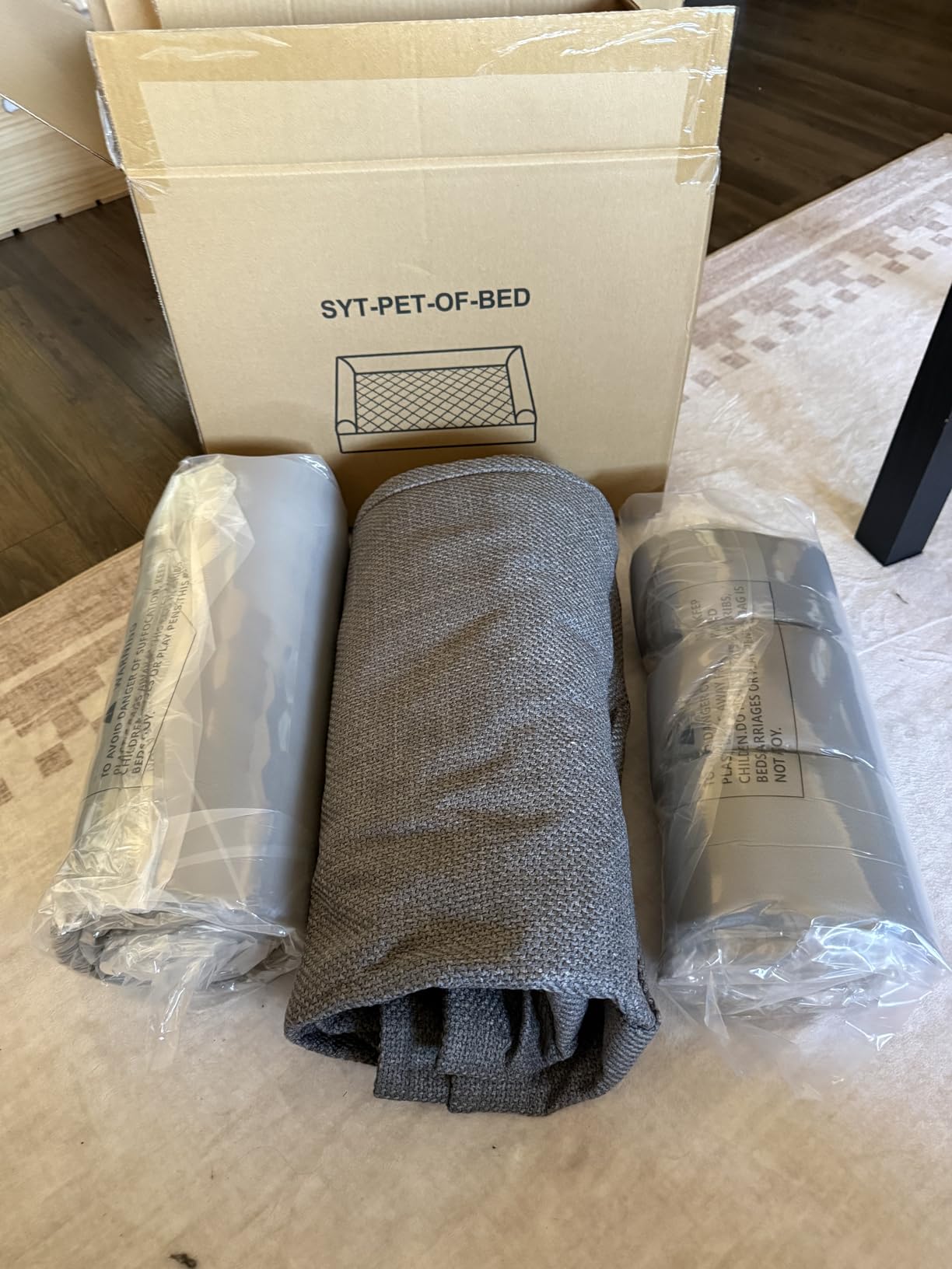Sytopia 42 Inch Indestructible Dog Beds for Large Dogs, Big Chew Proof Orthopedic Egg Crate Foam Pet Bed with Washable Removable Cover and Anti-Slip Bottom, Grey customer photo 1