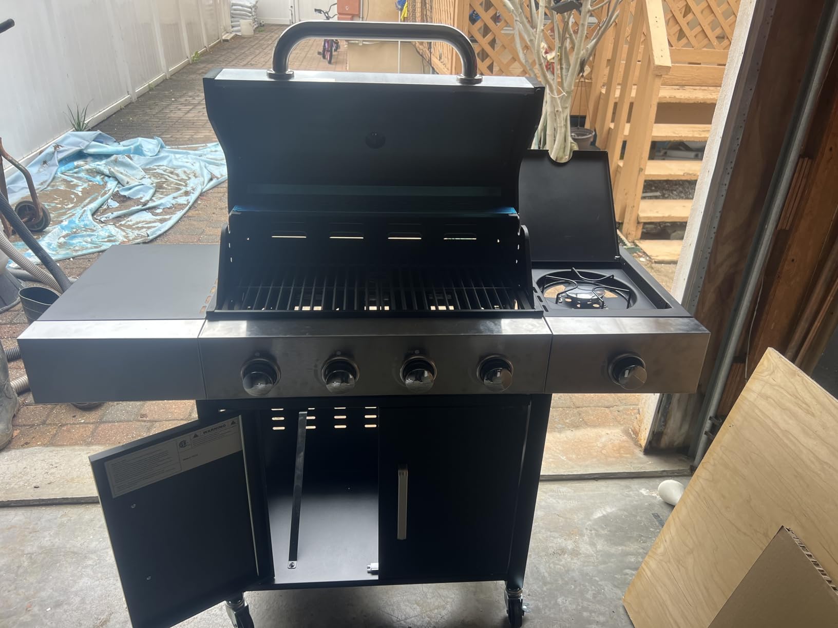 Kendane 4-Burner Propane Gas BBQ Grill with Side Burner, Barbecue Gas Grill with Enameled Cast Iron Grates for Outdoor Patio Garden Barbecue, 53,000 BTU, Stainless Steel Grill Cover included customer photo 2