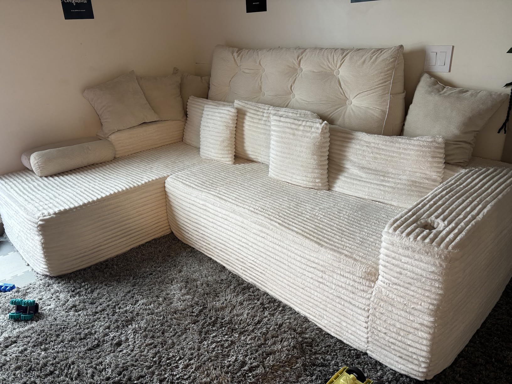 Shintenchi Boneless Couches for Living Room, Modular Sectional Sofa with 2 Cup Holders, Memory Foam Cloud Couch with L Shaped Oversized Chaise customer photo 2