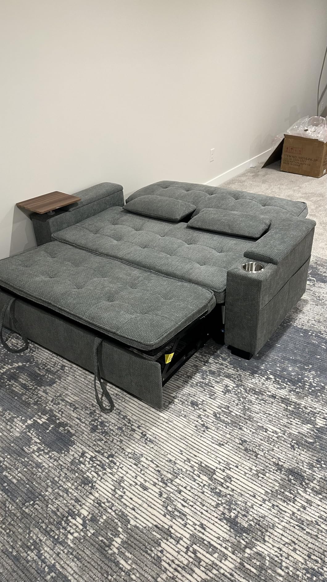 65in Sleeper Sofa Bed, 3 in 1 Pull Out Couch with Chenille Fabric Convertible Loveseat for LivingRoom and Apartment (Darkgrey) customer photo 1