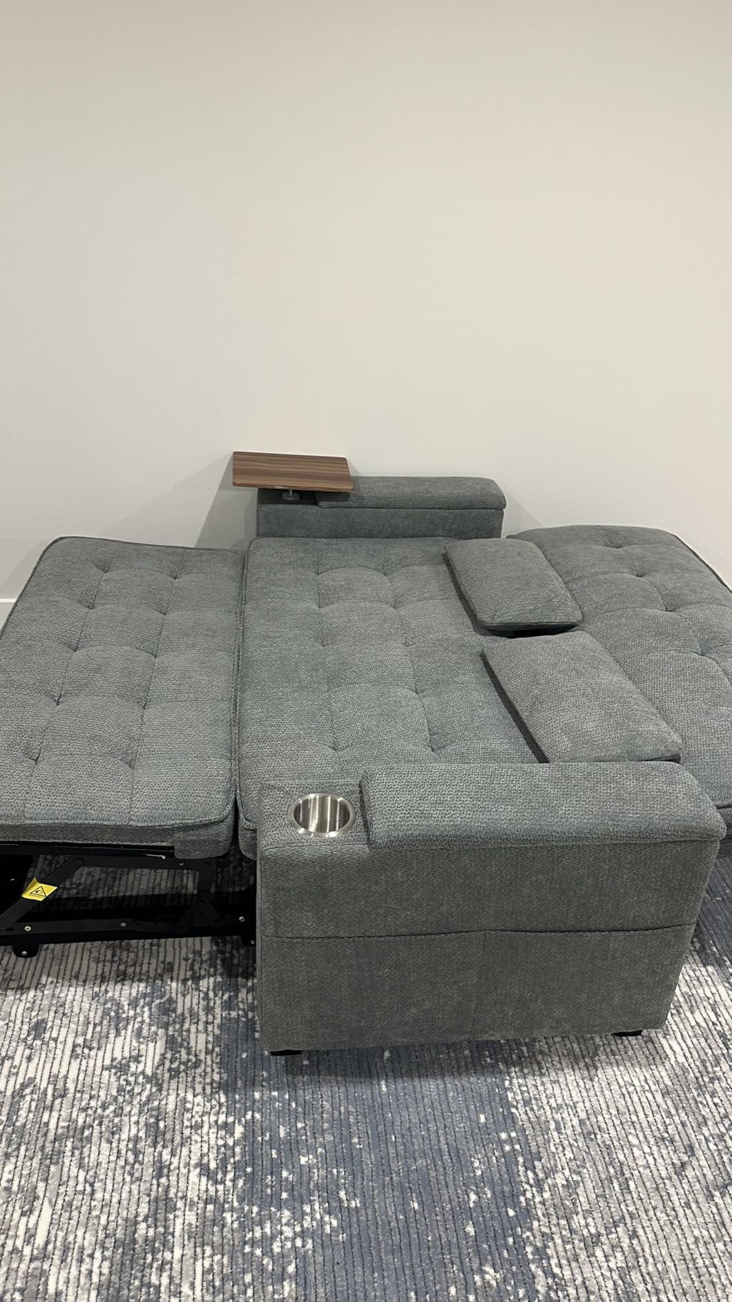 65in Sleeper Sofa Bed, 3 in 1 Pull Out Couch with Chenille Fabric Convertible Loveseat for LivingRoom and Apartment (Darkgrey) customer photo 2