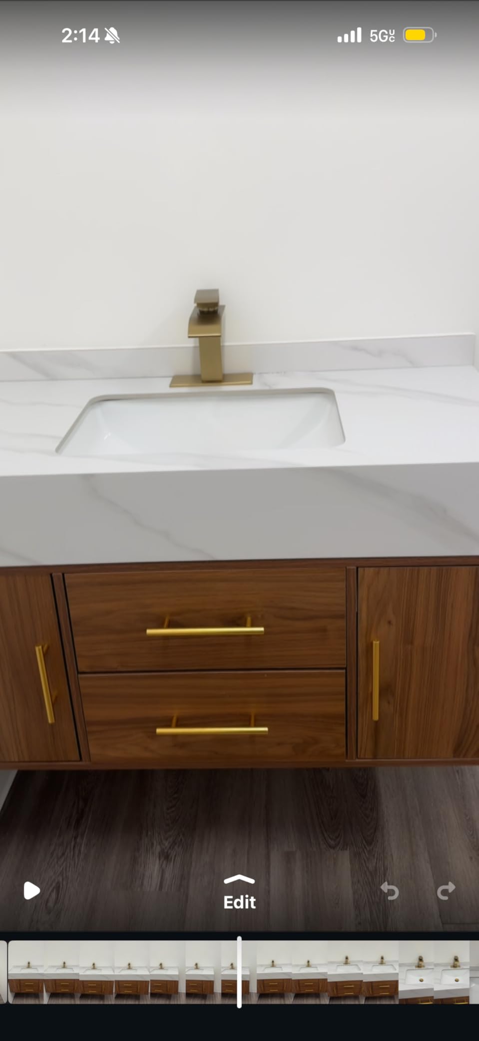 homary 60 inch Floating Bathroom Vanity with Double Sink, Modern Design with Sintered Stone Top & Undermount Sink, 2 Soft-Close Drawers for Shared Bathroom, Walnut customer photo 1