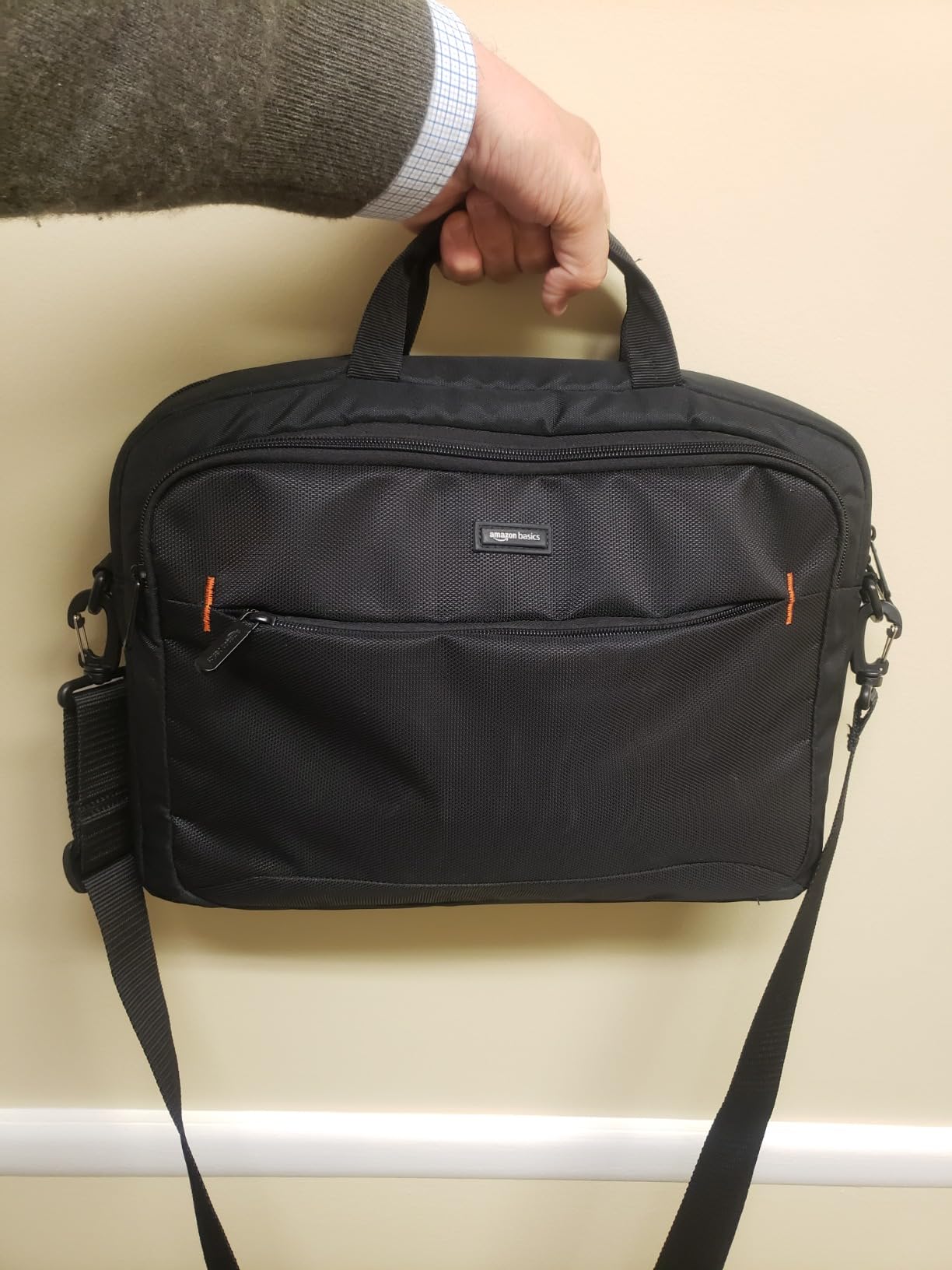 Amazon Basics Laptop Shoulder Bag with Compartments, 17.3-inch, Black, Large Capacity, Fits Dell, HP, ASUS, Lenovo, MacBook Pro and more customer photo 2