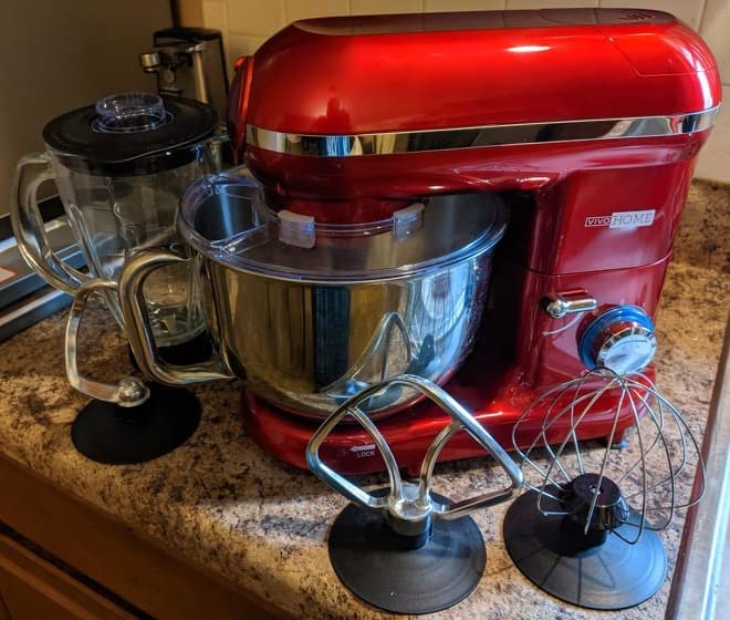 3-in-1 Stand Mixer, 6 Quart Electric Tilt-Head Kitchen Mixer with Bowl, Multifunctional Food Mixer with Meat Grinder and Blender Attachments, Dough Hook, Beater, and Whisk, Red customer photo 2
