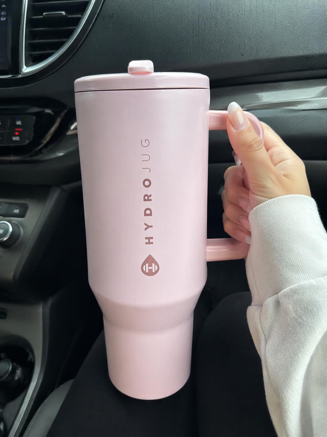 HydroJug Traveler - 40 oz Water Bottle with Handle & Flip Straw - Fits in Cup Holder, Leak Resistant Tumbler-Reusable Insulated Stainless Steel & Rubber Base - Gifts for Women & Men, Black customer photo 2