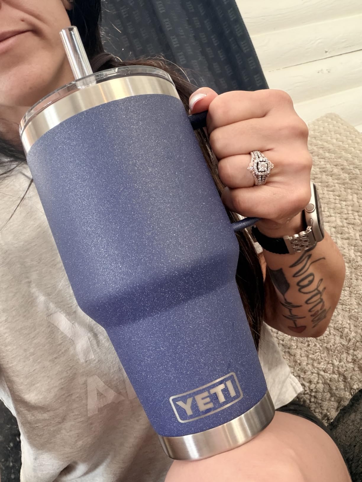 YETI Rambler 42 oz Tumbler with Handle and Straw Lid, Travel Mug Water Tumbler, Vacuum Insulated Cup with Handle, Stainless Steel, Key Lime customer photo 1
