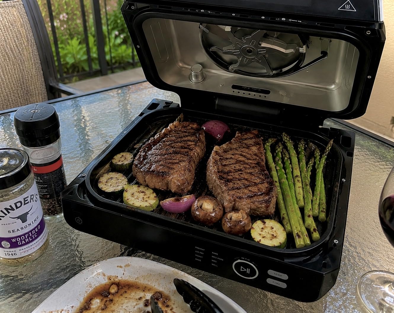 OLIXIS Electric Grill Outdoor/Indoor, 8-in-1 Multifunctional Large Electric BBQ Grill for Air Fry, Bake, Roast, Steak, Broil and Dehydrate, Safe Non-Stick Coating, Fry Basket Included customer photo 2