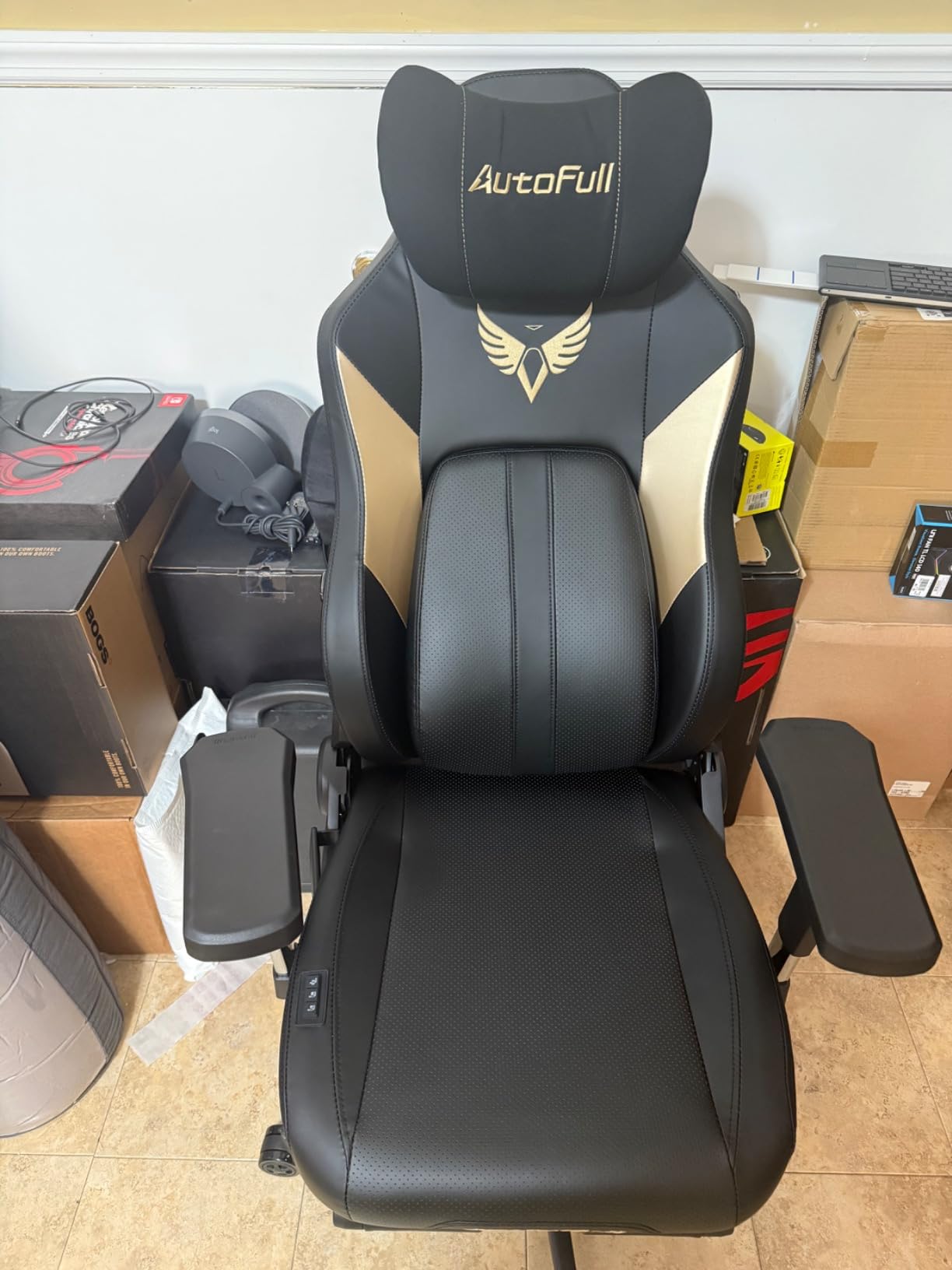 AutoFull M6 Ergonomic Gaming Chair - with 3rd-Gen Dynamic Lumbar Support, Lumbar & Leg Massage, Ventilated & Heated Seat, 360° Mechanical Armrests, Retractable Footrest (Black) customer photo 1