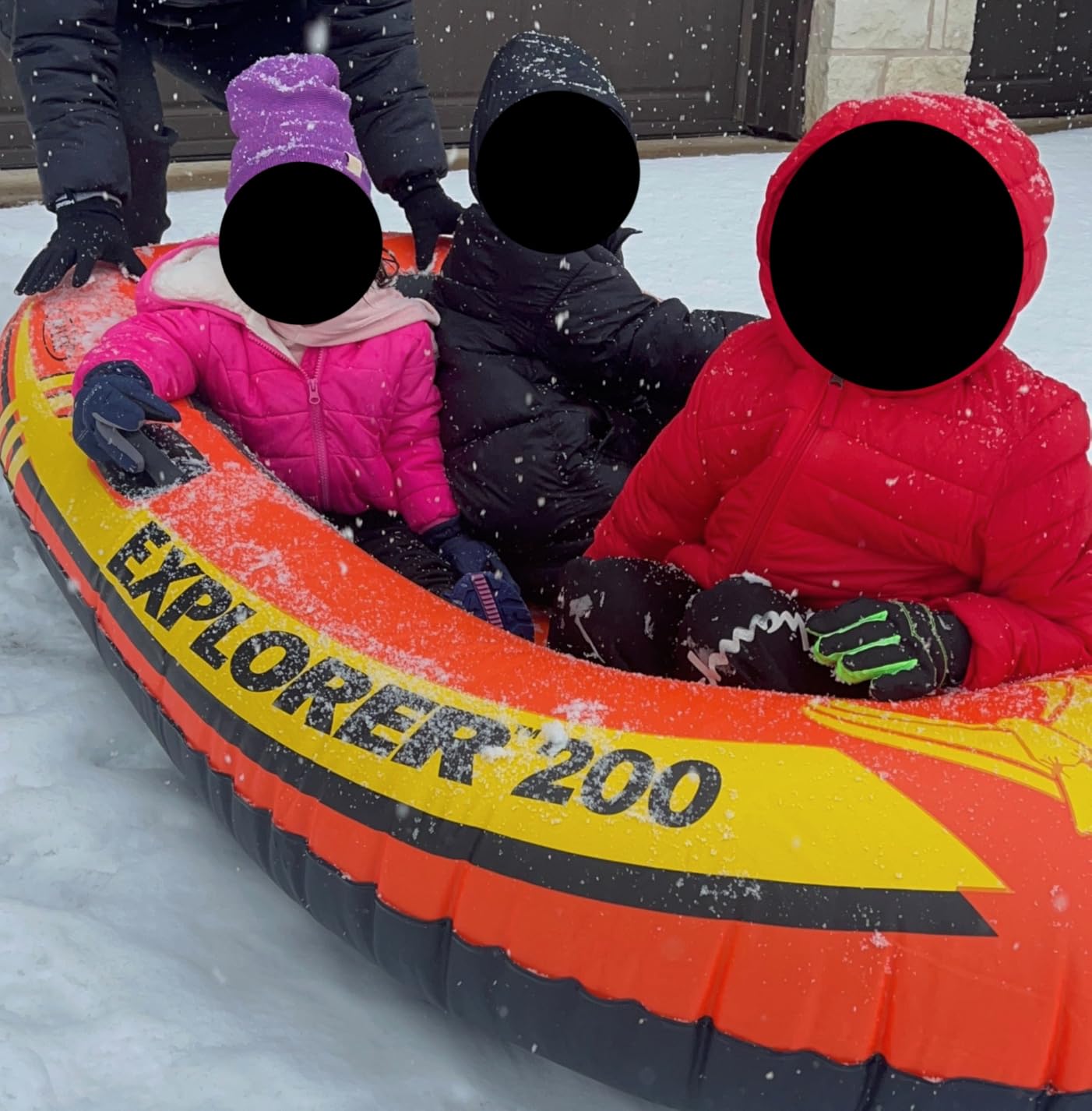 INTEX Explorer Inflatable Boat Series: Dual Air Chambers - Welded Oar Locks - Grab Handles - Bow Rope - Sporty Design customer photo 2