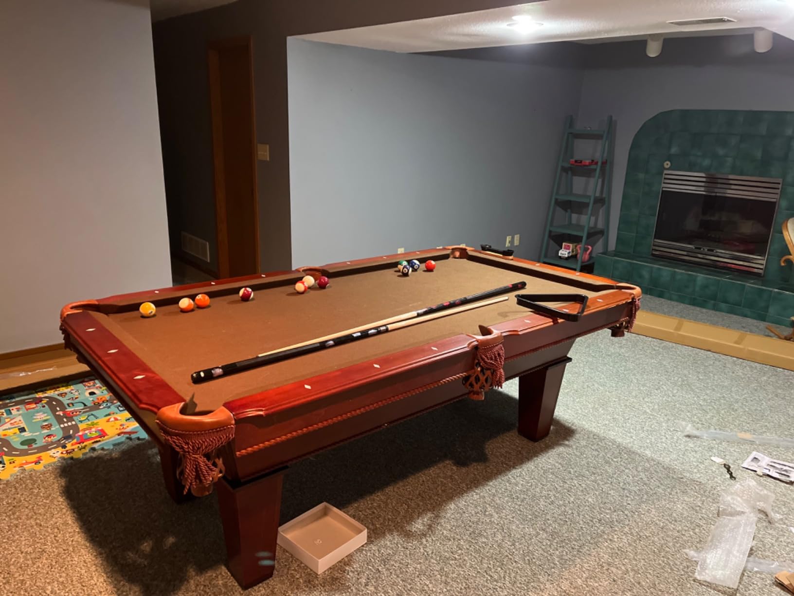 Fat Cat Frisco 7.5 Foot Pool Table, Billiard Table with Accuslate Surface, K66 Bumpers, Oak Finish, Includes Cues and Balls customer photo 1