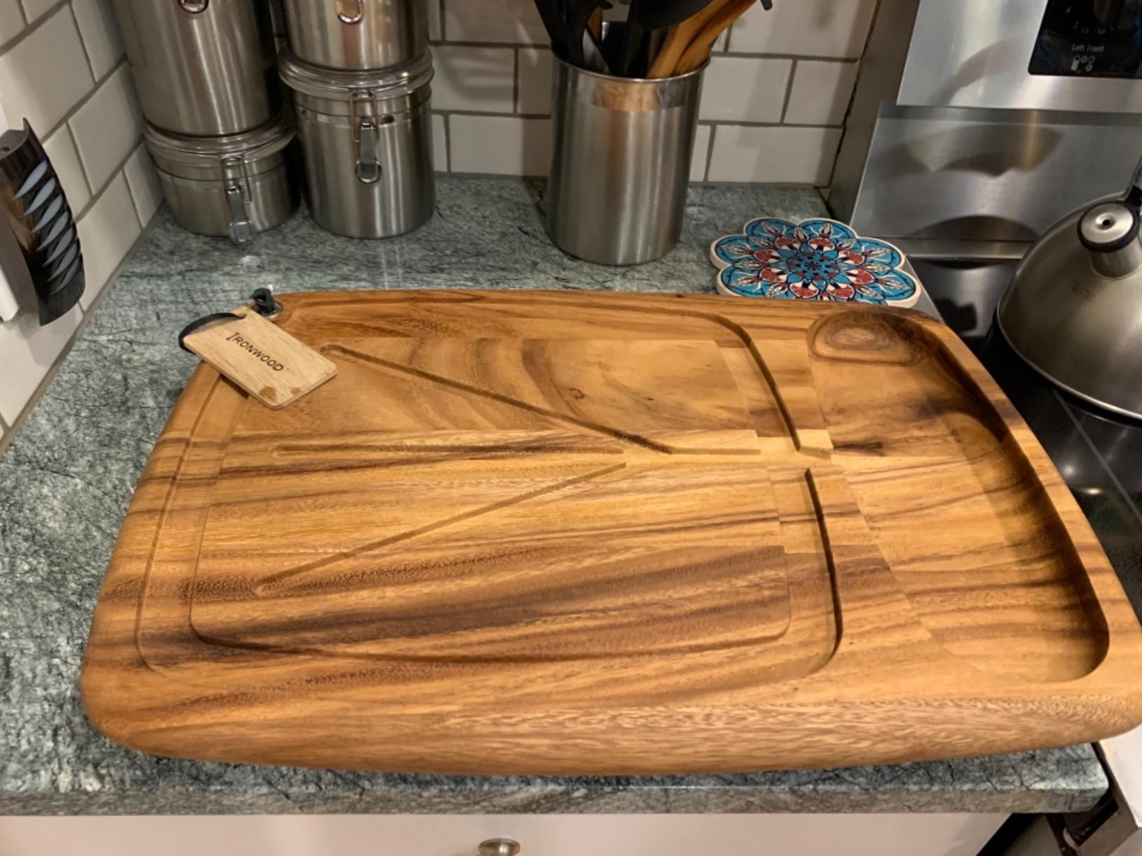 Ironwood Acacia Wood Cutting Board With Juice Channel, Carolina Prep Board - Large 18 x 18 x 3 in Cutting Board - Beautiful Acacia Wood End Grain Construction - 3 Inch Thick Butcher Block Cutting Board customer photo 2