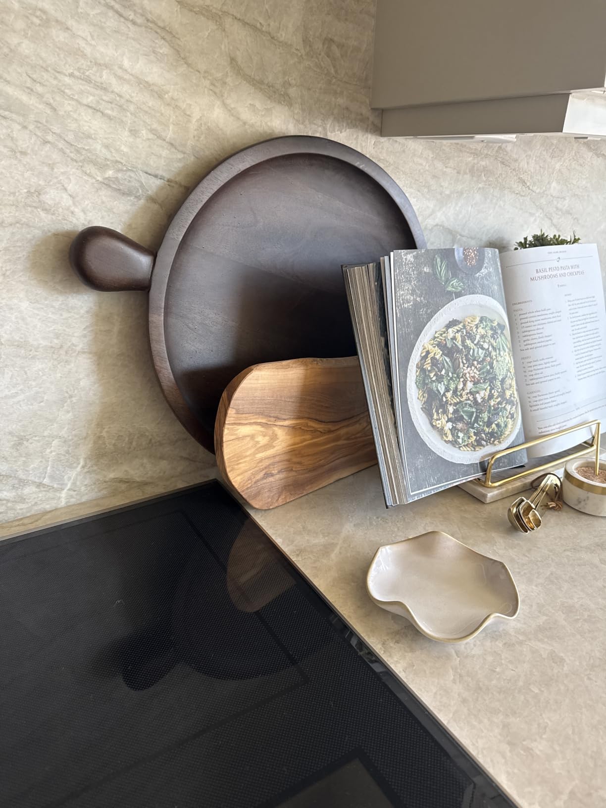 Naturally Med - Olive Wood Cutting Board/Cheese Board - 14 inch. Olive wood board for cheese, cutting, kitchen, charcuterie. Handcrafted, artisan product. customer photo 1