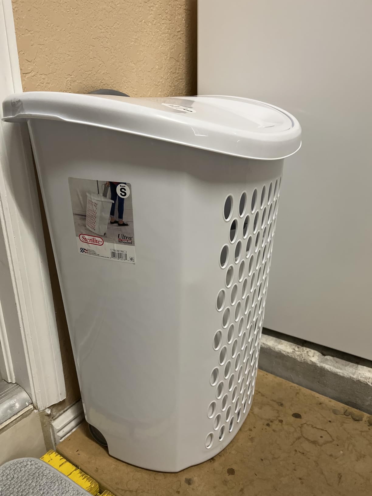 Sterilite Ultra Wheeled Laundry Hamper with Lid, Handle and Wheels for Easy Rolling of Clothes to and from the Laundry Room, Plastic, White, 1-Pack customer photo 2