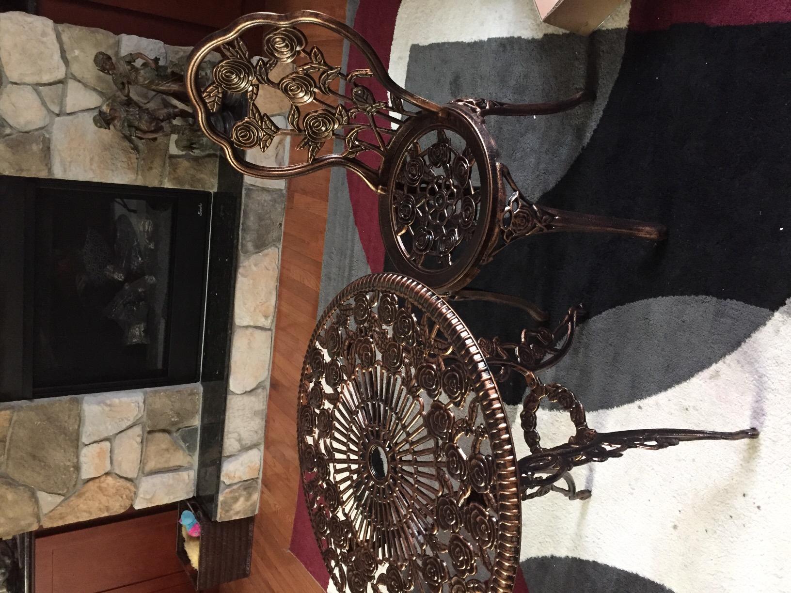 Oakland Living 3-Piece Rose Bistro Set with 23.5-Inch Cast aluminum Top Table customer photo 2