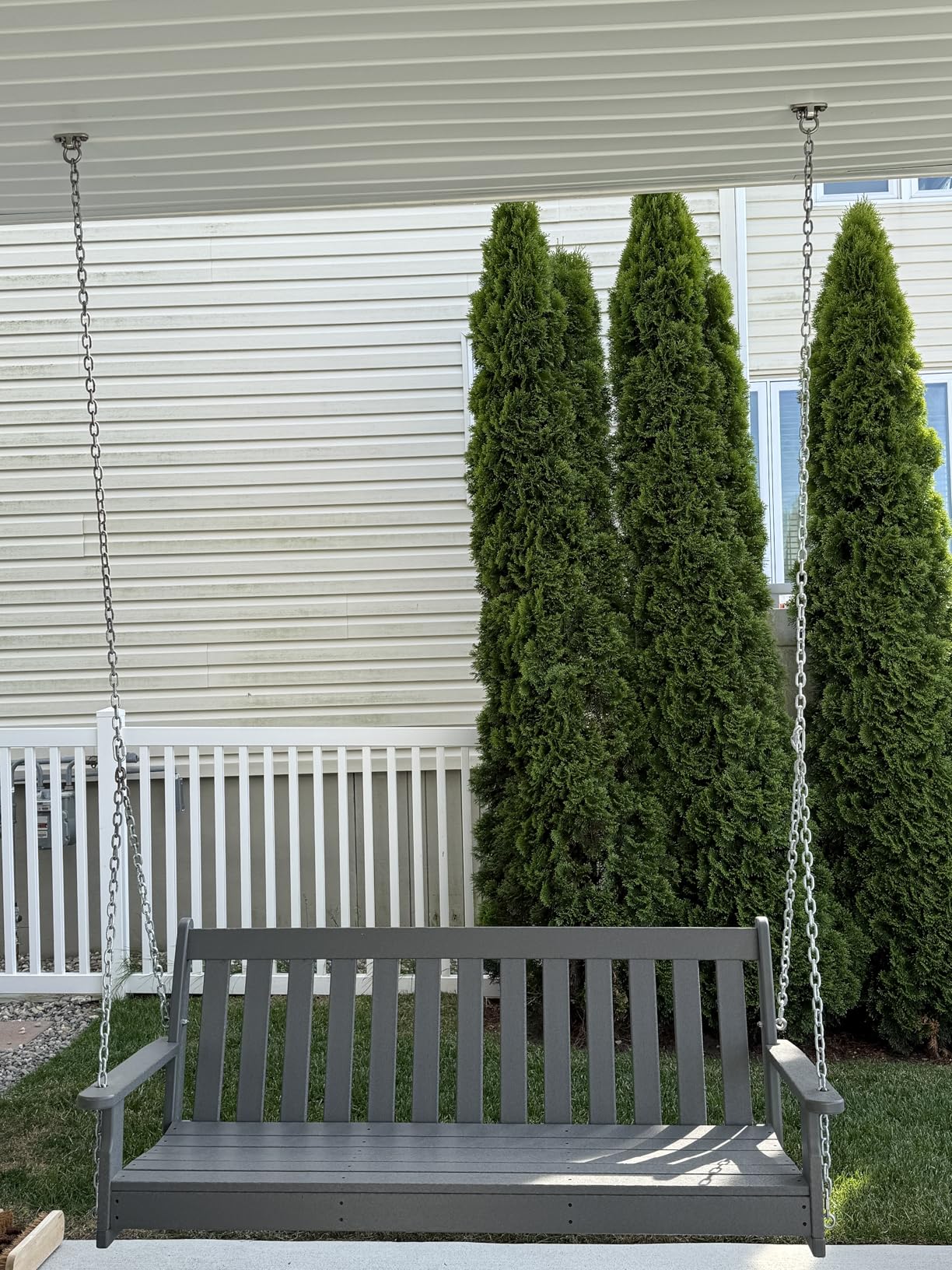 POLYWOOD Vineyard 5-Foot Porch Swing, Heavy Duty HDPE Outdoor Hanging Bench, Patio Swing for Adults Kids, Deck Garden Furniture, Green customer photo 1
