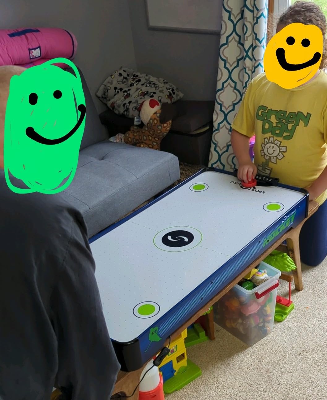 Sport Squad HX40 40 inch Table Top Air Hockey Table for Kids and Adults - Electric Motor Fan - Includes 2 Pushers and 2 Air Hockey Pucks - Great for Playing on The Floor, Tabletop, or Dorm Room customer photo 1