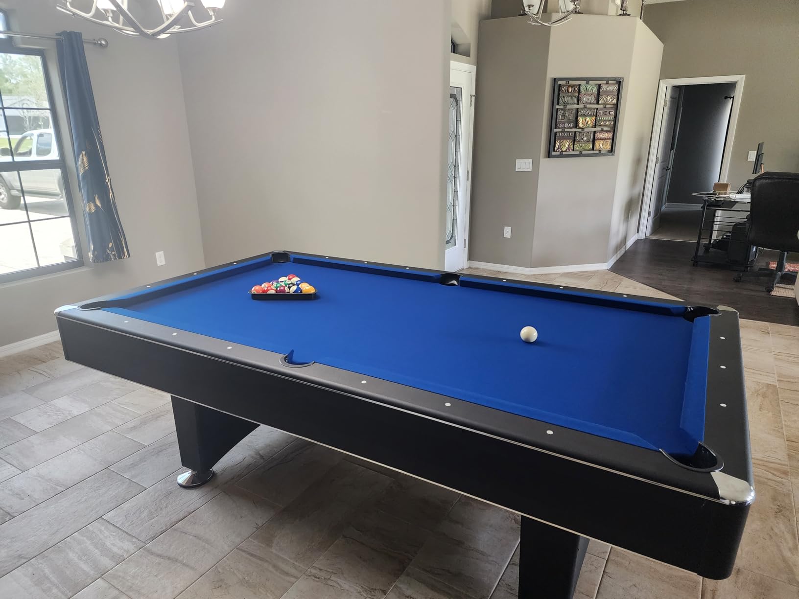 Hathaway Hustler Tournament Pool Table - Includes Cue Sticks, Billiard Balls, Automatic Ball Return - Perfect for Competitive Players and Family Games Room customer photo 1