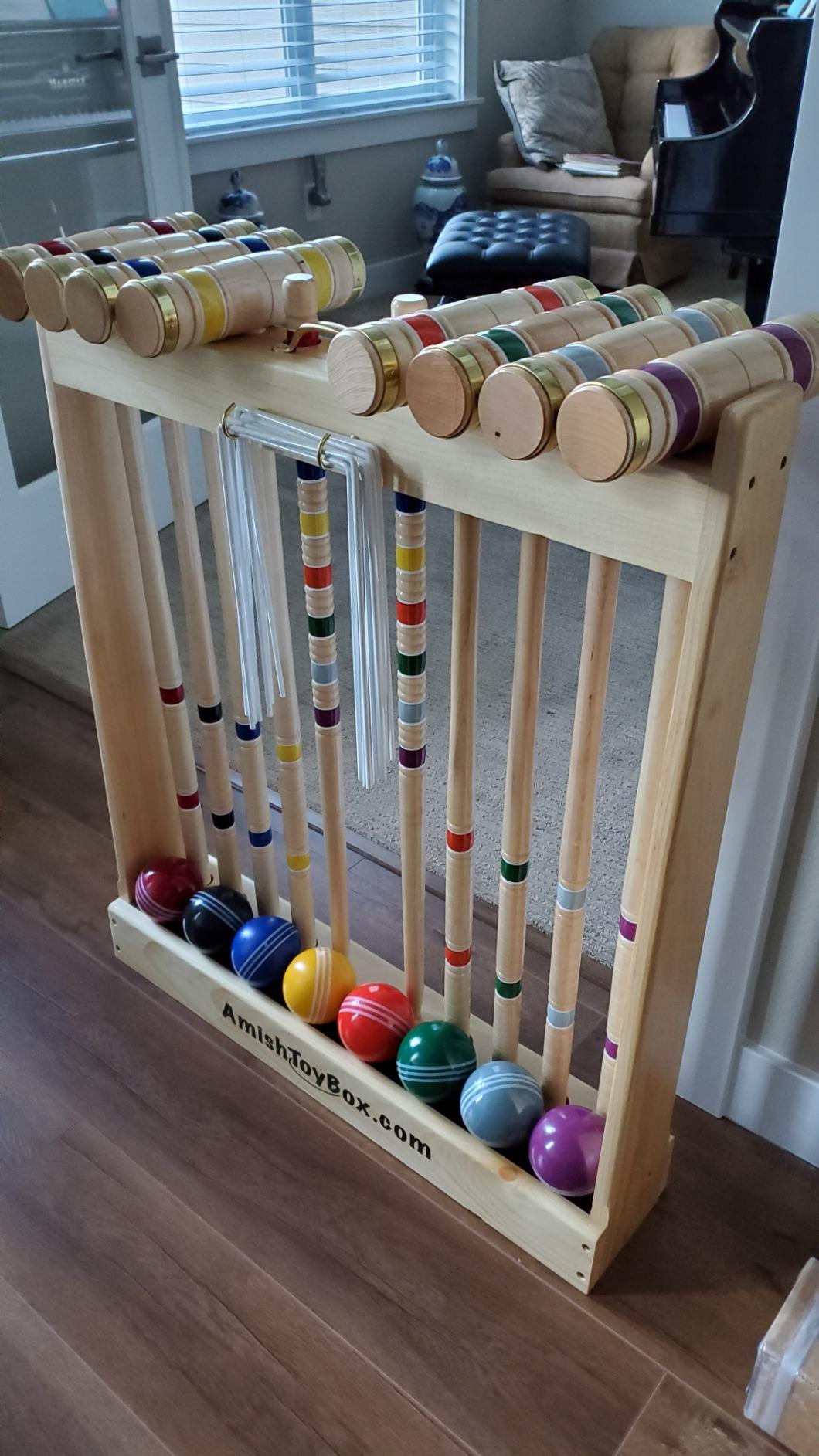 Deluxe Croquet Game Set - 8 Player - Amish-Made in Lancaster County, Pennsylvania - with Eight 32