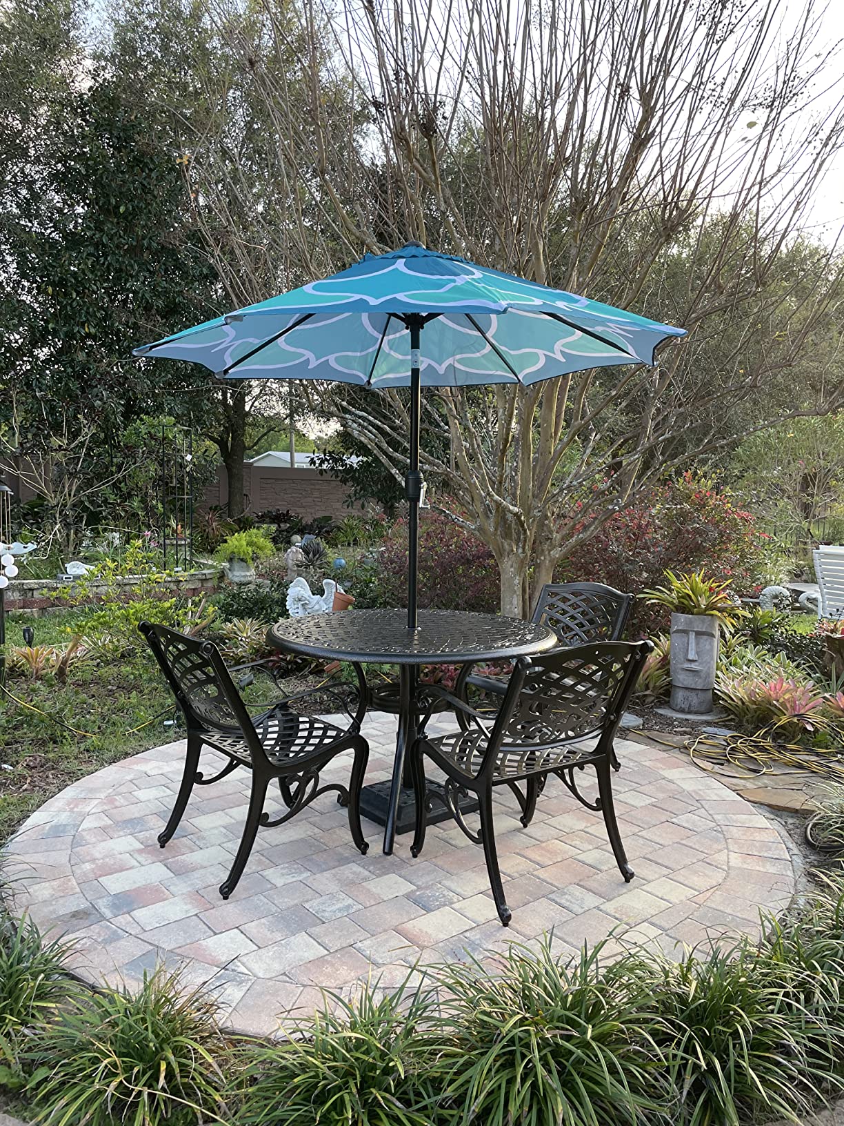 Christopher Knight Home Hallandale Outdoor Cast Aluminum Dining Set for Patio or Deck, 5-Pcs Set, Hammered Bronze customer photo 2