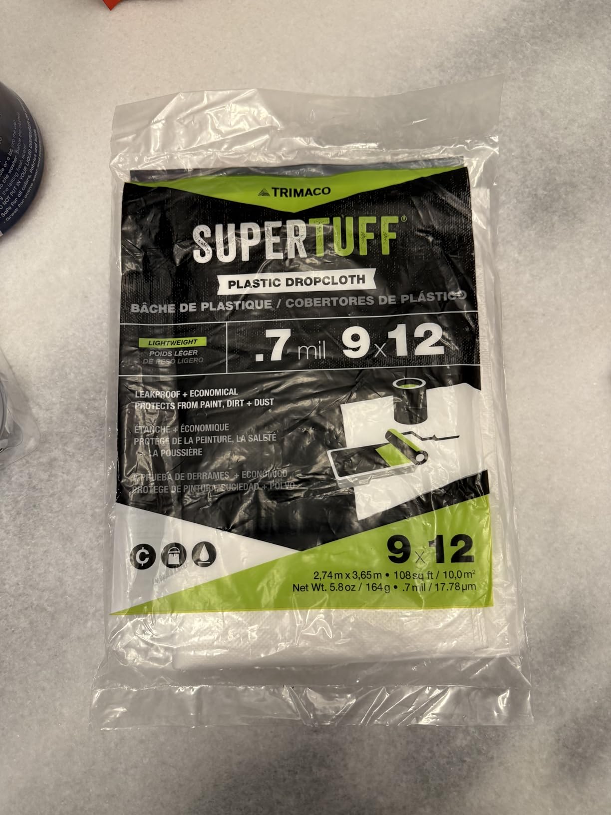 Trimaco 03307 SuperTuff Plastic Drop Cloth, 9-feet x 12-feet, 108 Sq Ft customer photo 1