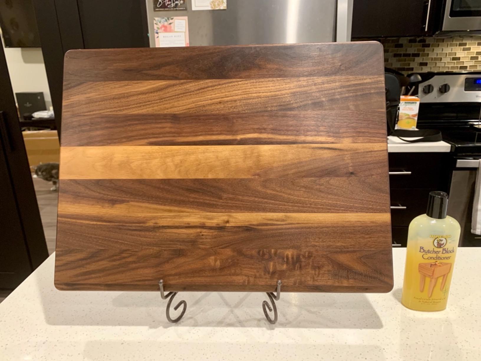 Made in USA Black Walnut Wood Cutting Board by Virginia Boys Kitchens - Butcher Block Wooden Carving Board with Juice Well made from Sustainable Hardwood (17x11) customer photo 2