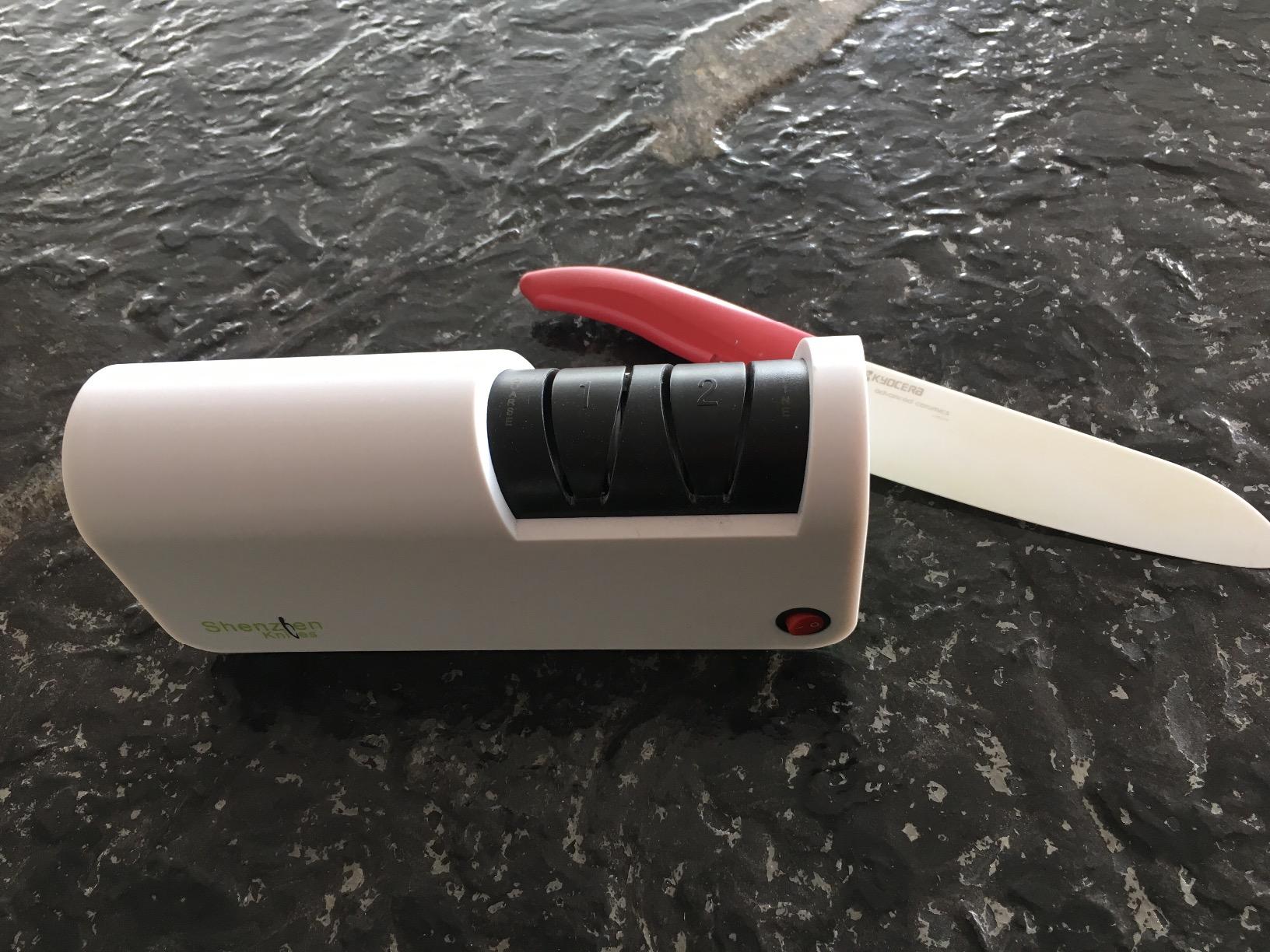 Shenzhen Knives Electric Diamond Knife Sharpener for Ceramic Knives | Electric Diamond Honing Wheels, 2-Stage Fine & Coarse Sharpening, Professional Grade, For Ceramic Knives customer photo 2