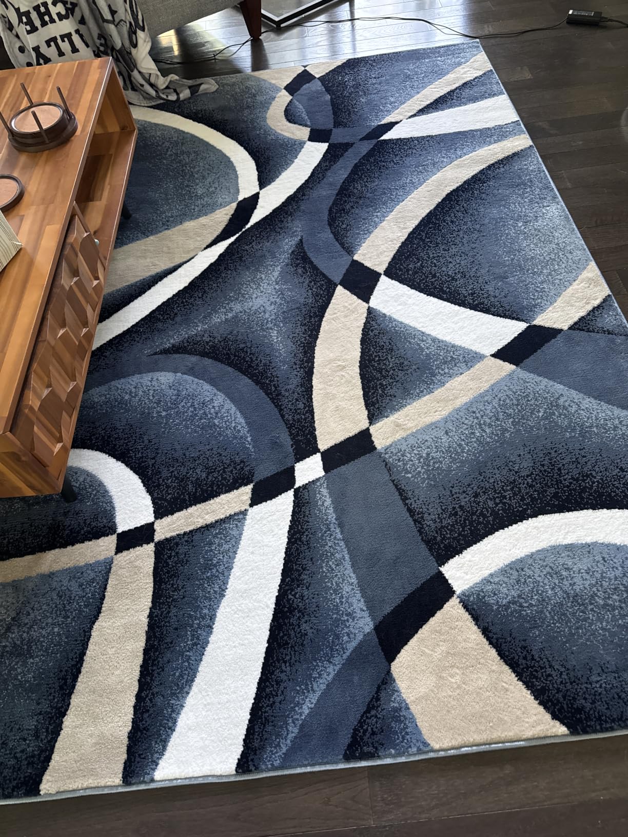 2305 Geometric Abstract Navy 8x10 Area Rugs for Living Room customer photo 1