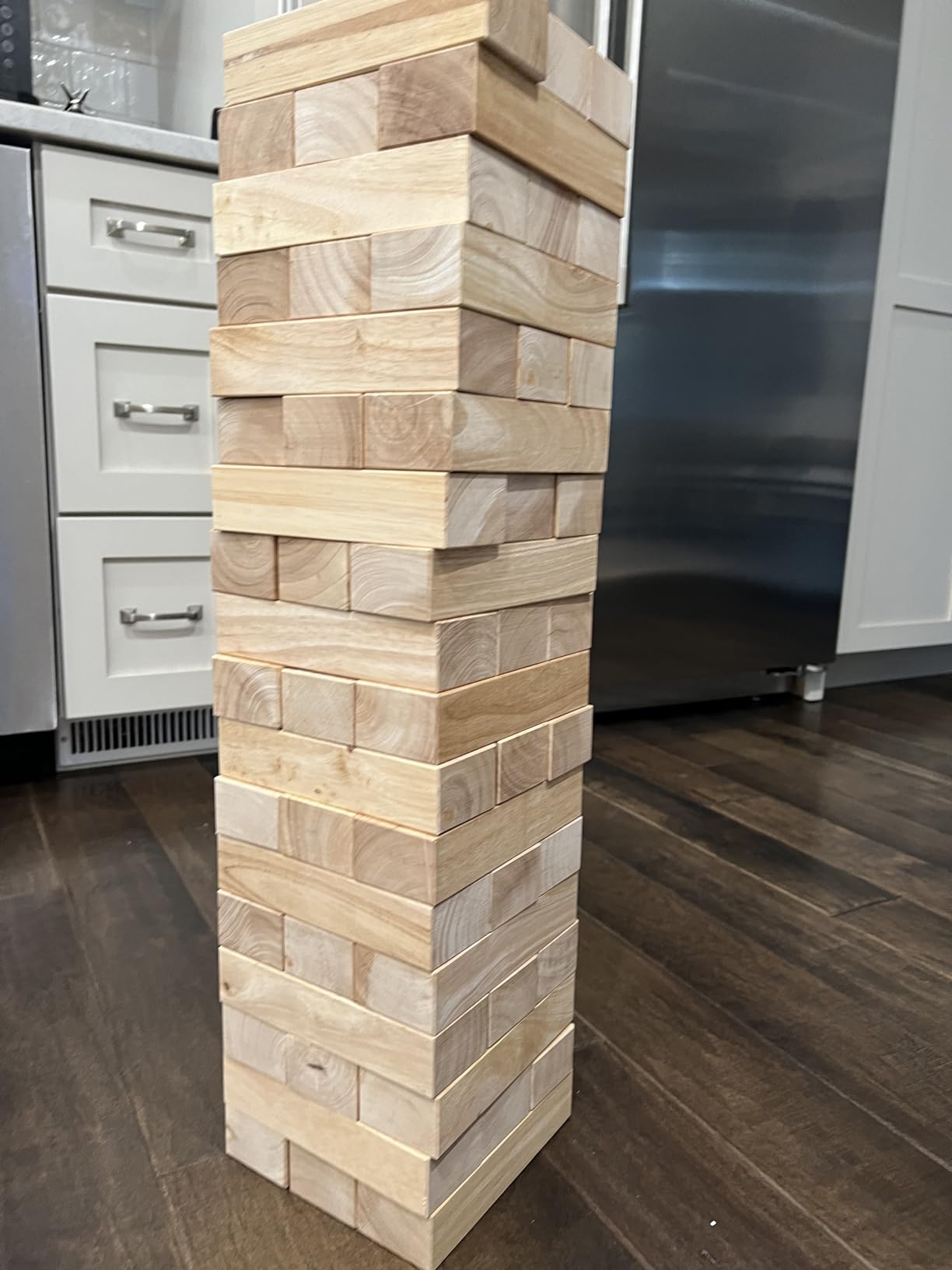 GoSports Giant Wooden Stacking Game - Stacks Up to 5 ft - Choose Brown Wood Stain, Gray, Natural, Stars & Stripes, or Tropical Hardwood - Toppling Tower customer photo 1