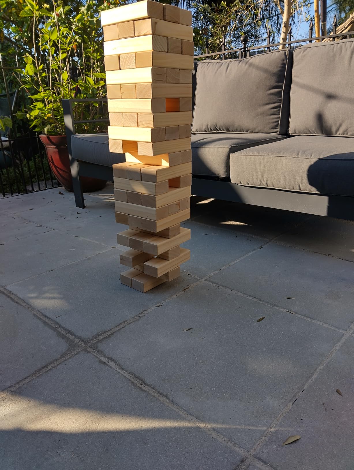 GoSports Giant Wooden Stacking Game - Stacks Up to 5 ft - Choose Brown Wood Stain, Gray, Natural, Stars & Stripes, or Tropical Hardwood - Toppling Tower customer photo 2