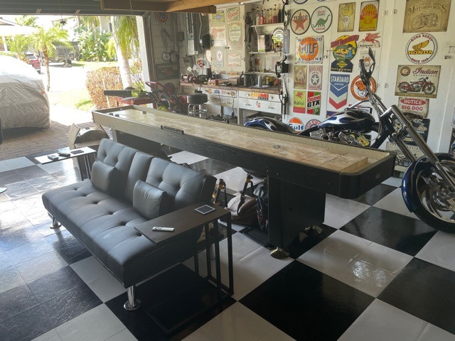 Playcraft Woodbridge Shuffleboard Table with Storage Cabinet - Shuffle Board Game Table Set with Matching Abacus, 8 Pucks, Brush & Wax (*Made in USA) - Pro Style Climate Adjusters customer photo 1