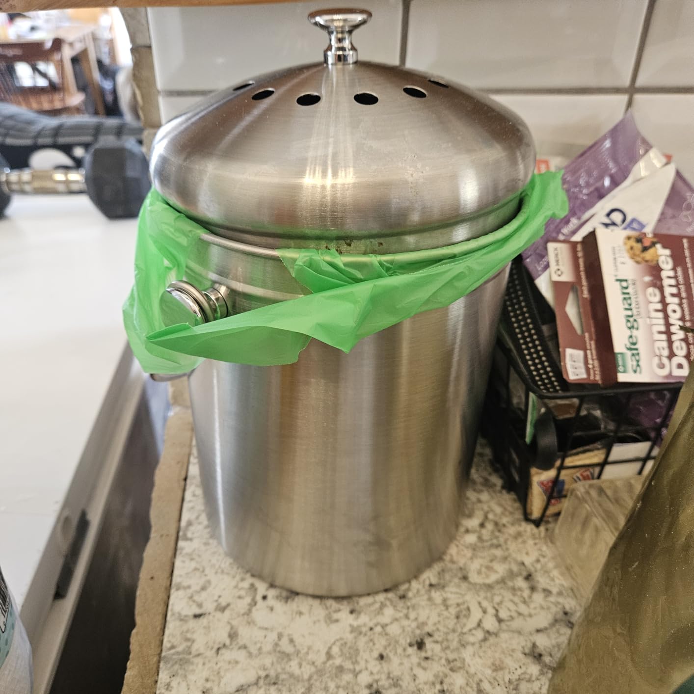 Utopia Kitchen Countertop Compost Bin 1.3 Gallon Stainless Steel | 1.3-gallon stainless steel countertop compost bin with charcoal filter, ideal for kitchen countertop or under-sink use. customer photo 1